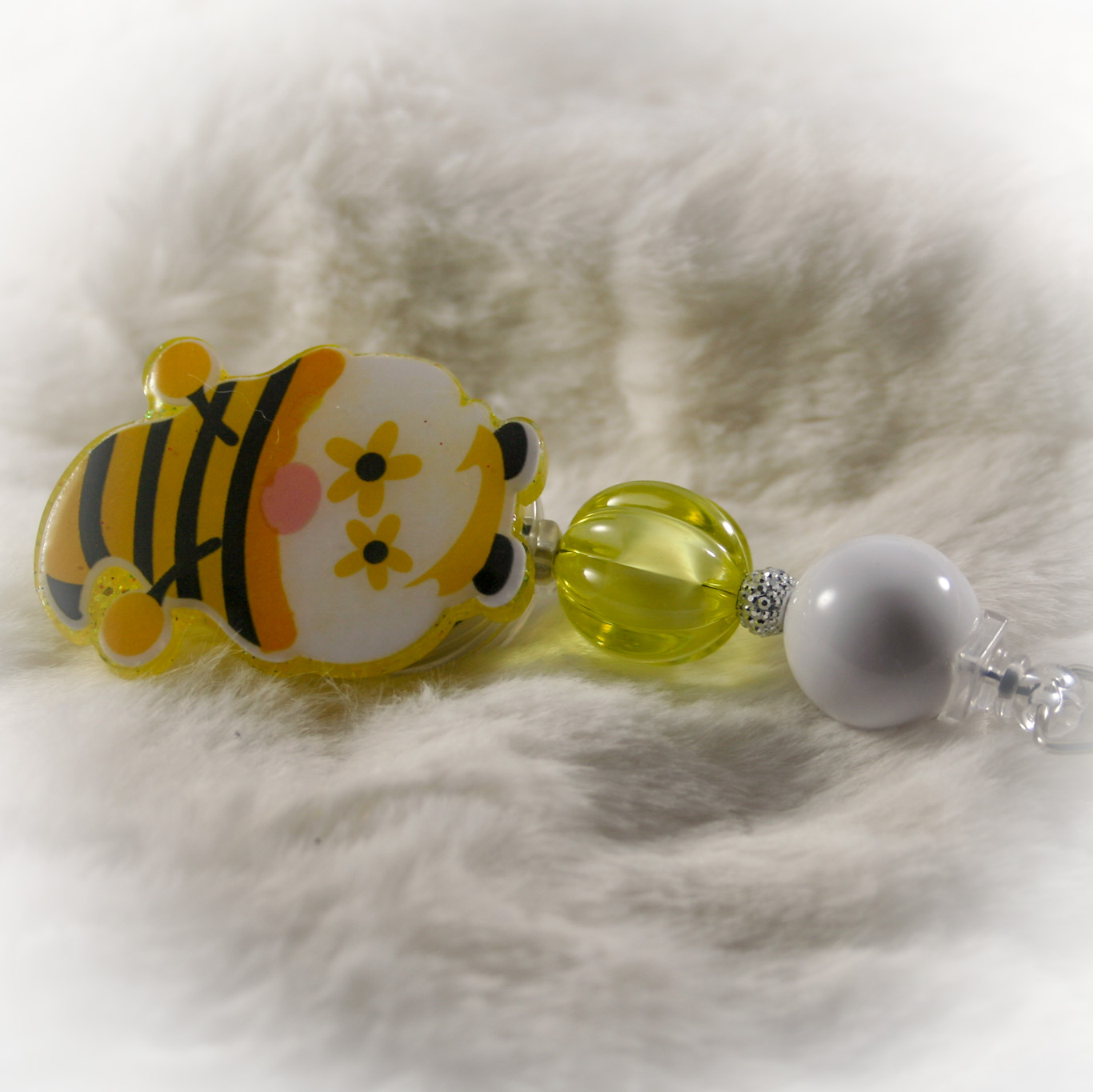 Retractable Badge Reel - Yellow Gnome Holding Daisy