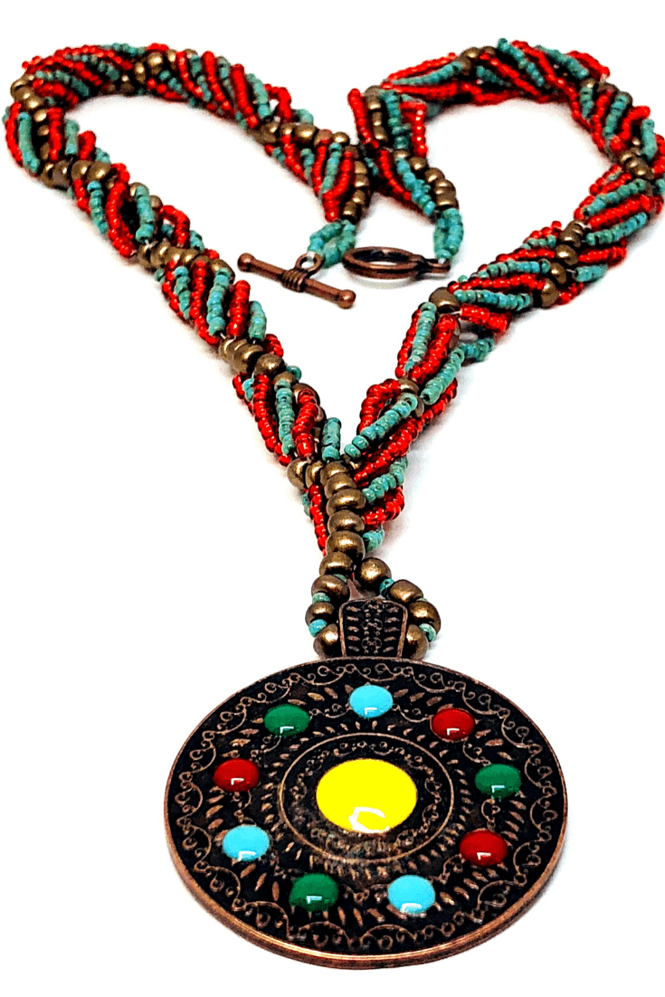 Handmade Red Turquoise Spiral with Pendant Necklace