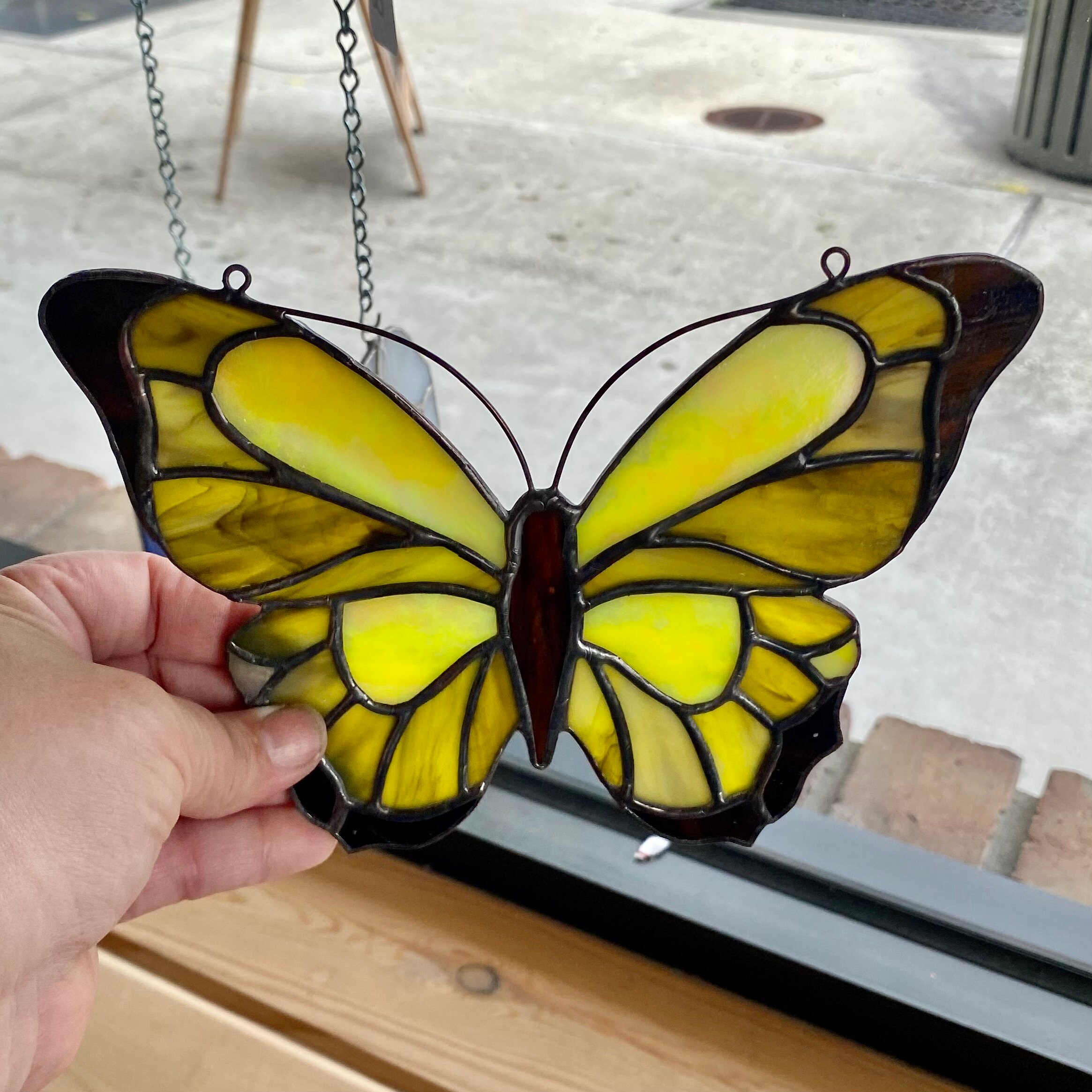 Stained 2024 Glass Yellow Butterfly