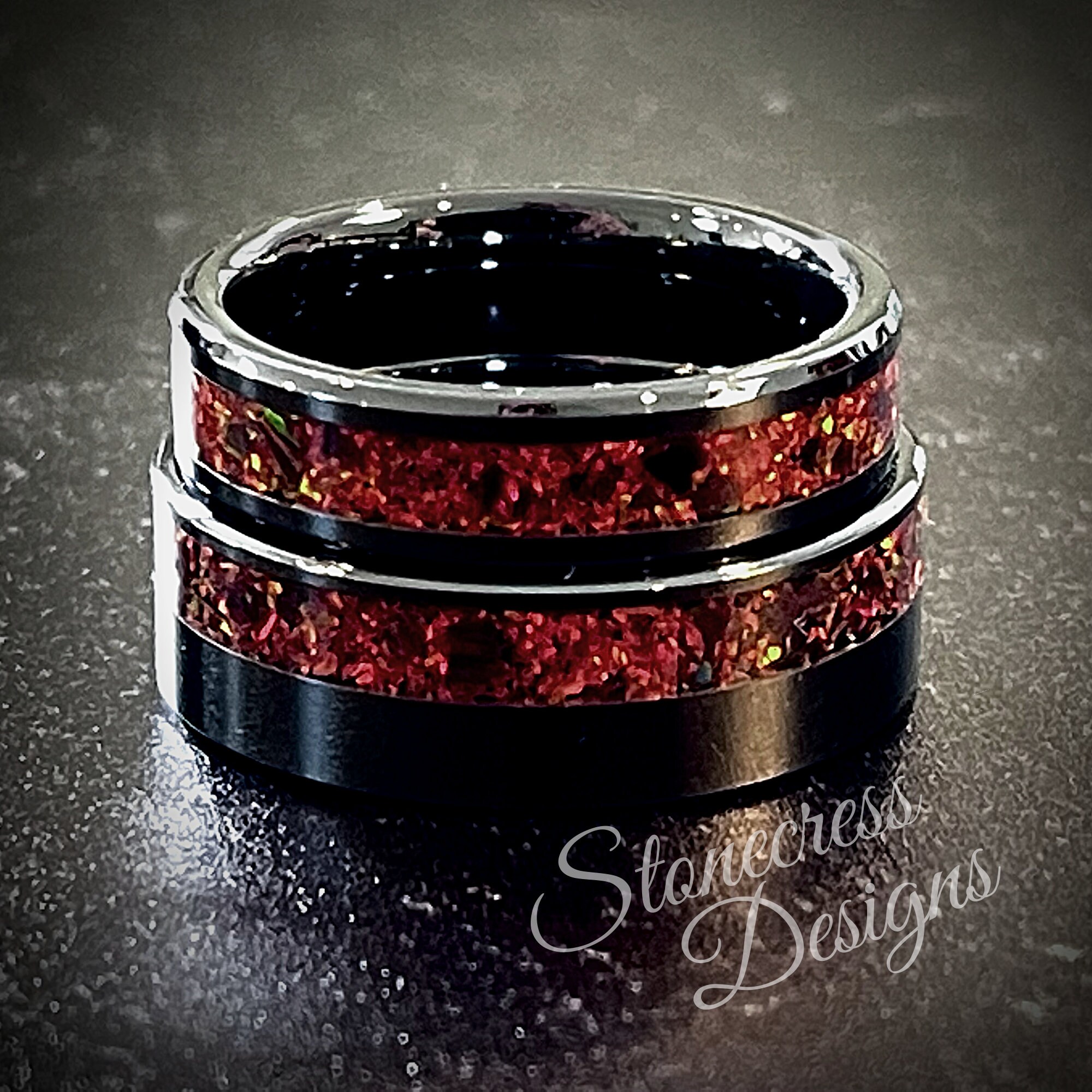 Stainless Steel Ring, Wedding Band, buy Engagement Ring, India Bloodstone, Made To Order.