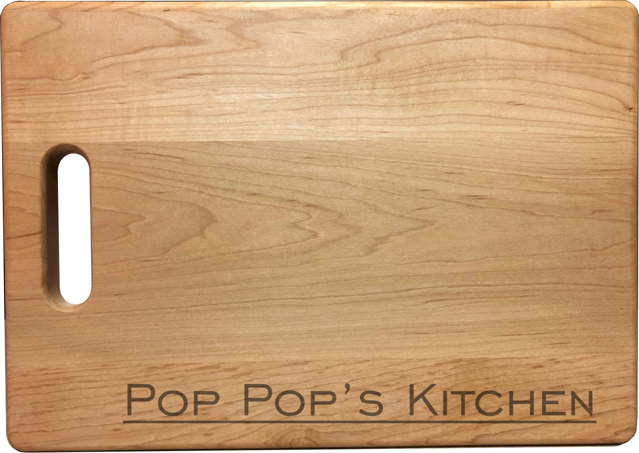 Wood Engraved Custom Cutting Board - PopPop's Kitchen - Grandfather gift- Personalized  Cutting Board