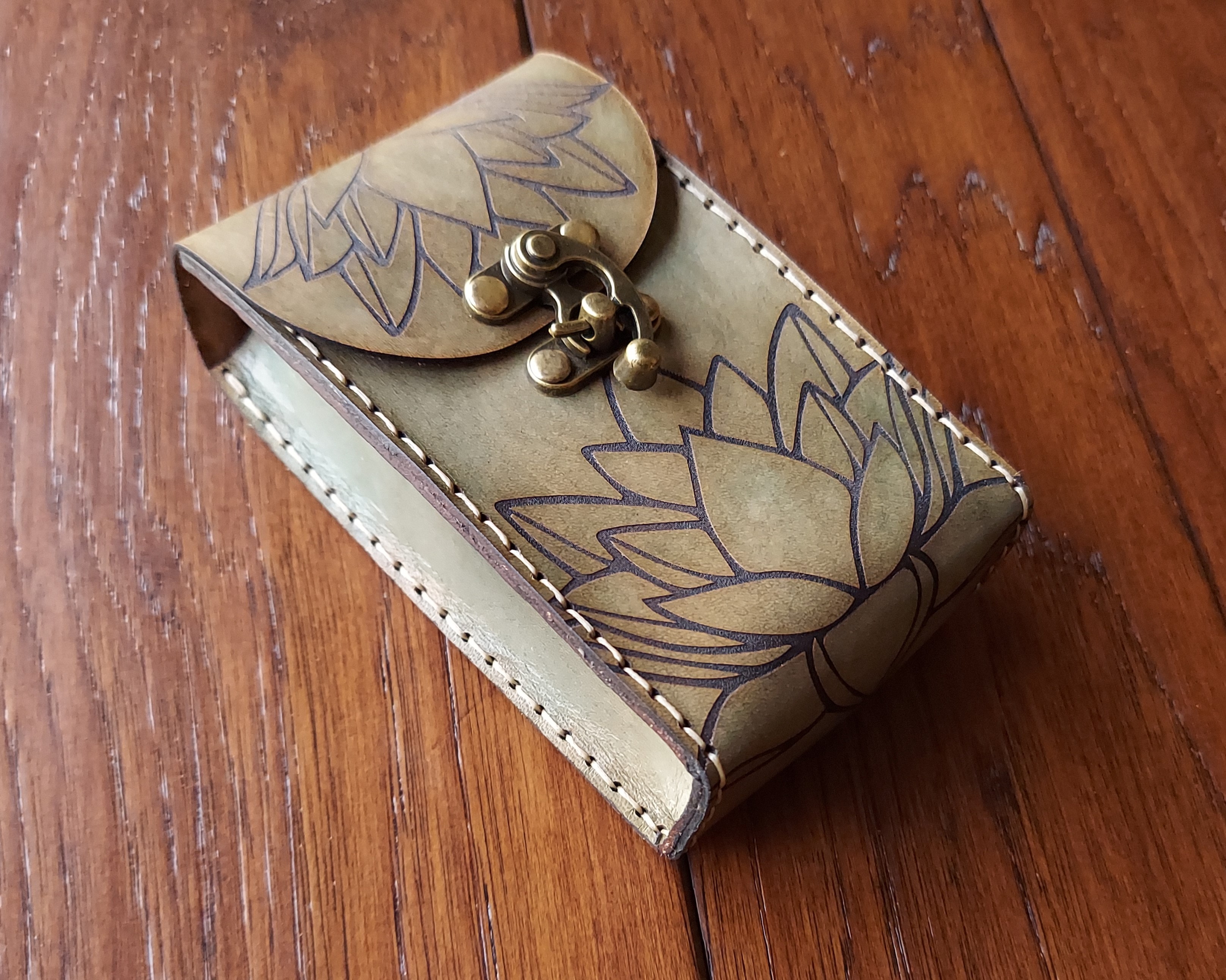 Products :: Handmade Premium Leather Tarot Card Case With Lotus in