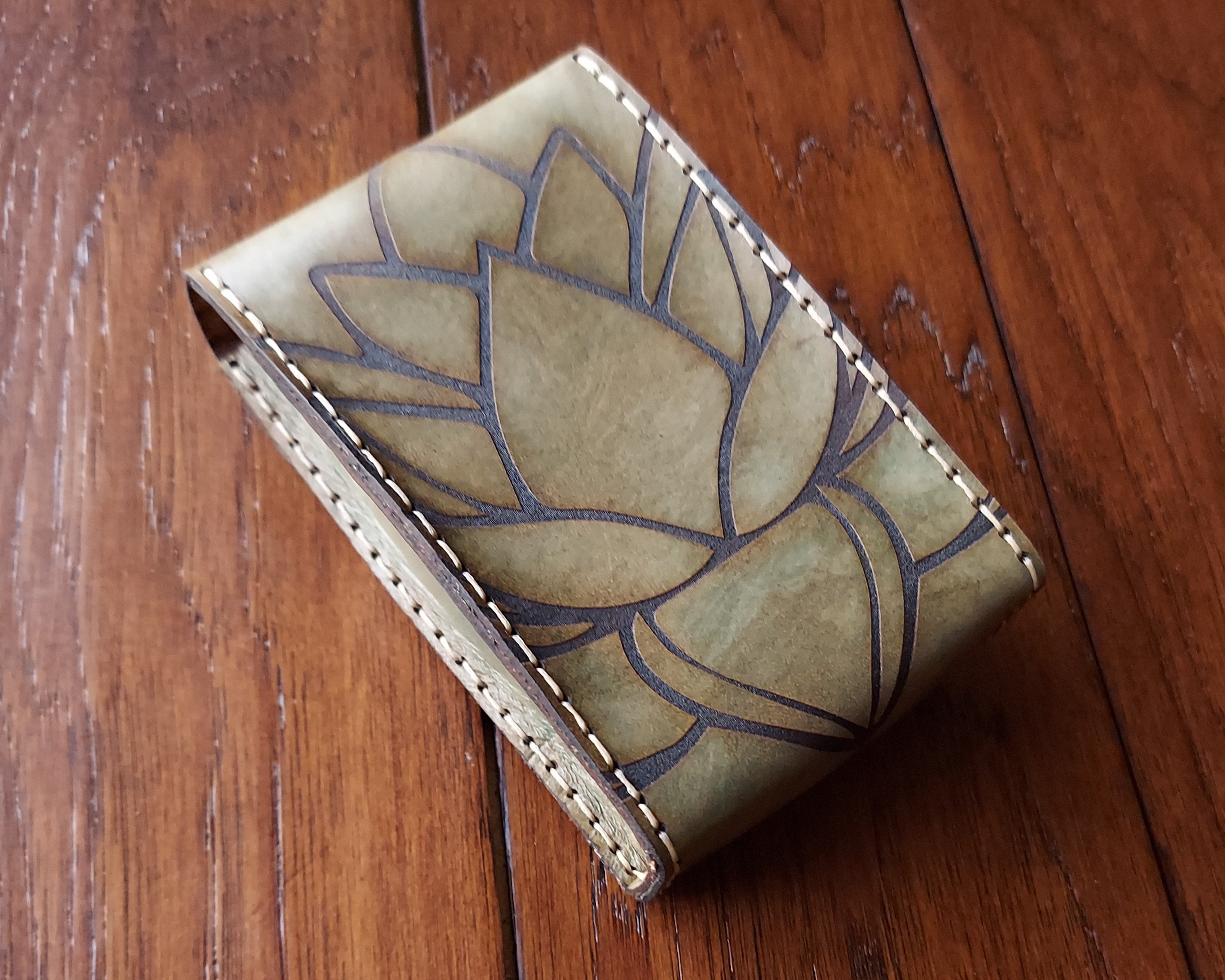 Products :: Handmade Premium Leather Tarot Card Case With Lotus in