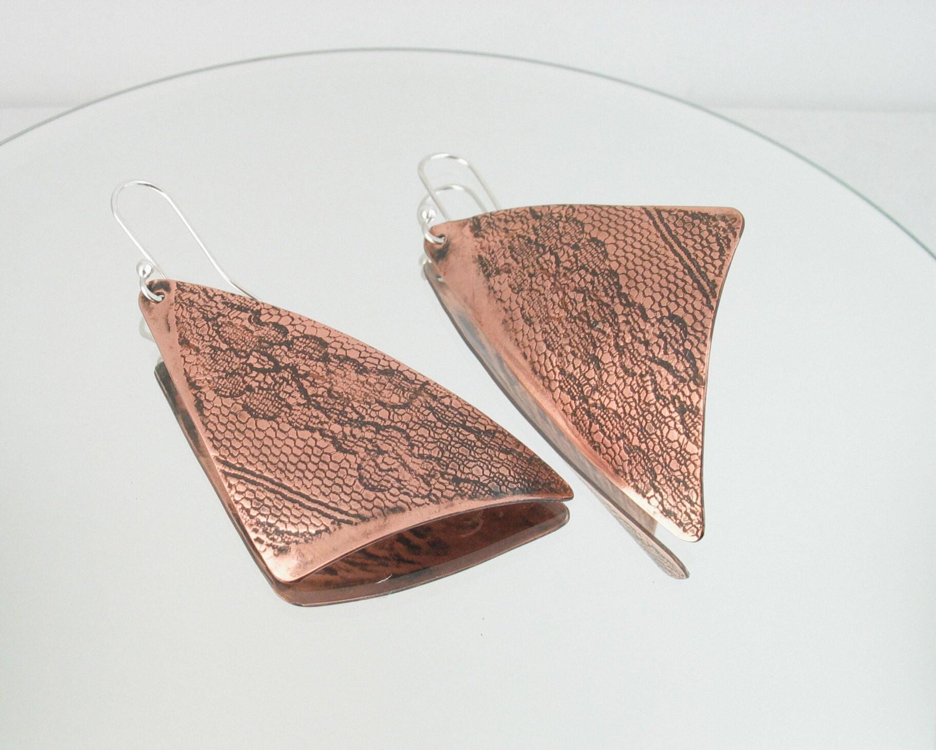 boho lace copper earrings argentium earwires