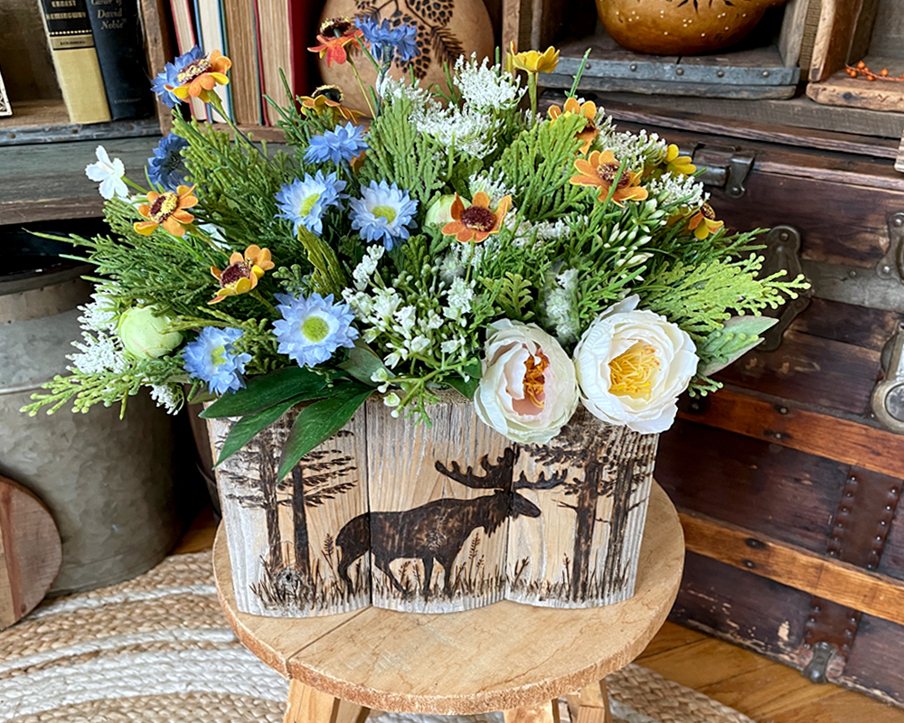 5x5 Inch Rustic Flower Bloom Decorations Spring Floral Home Office Desk Decor Wood Box Sign Farmhouse Cubicle Shelf Tabletop Wall Art Decor Gift For Women Friend