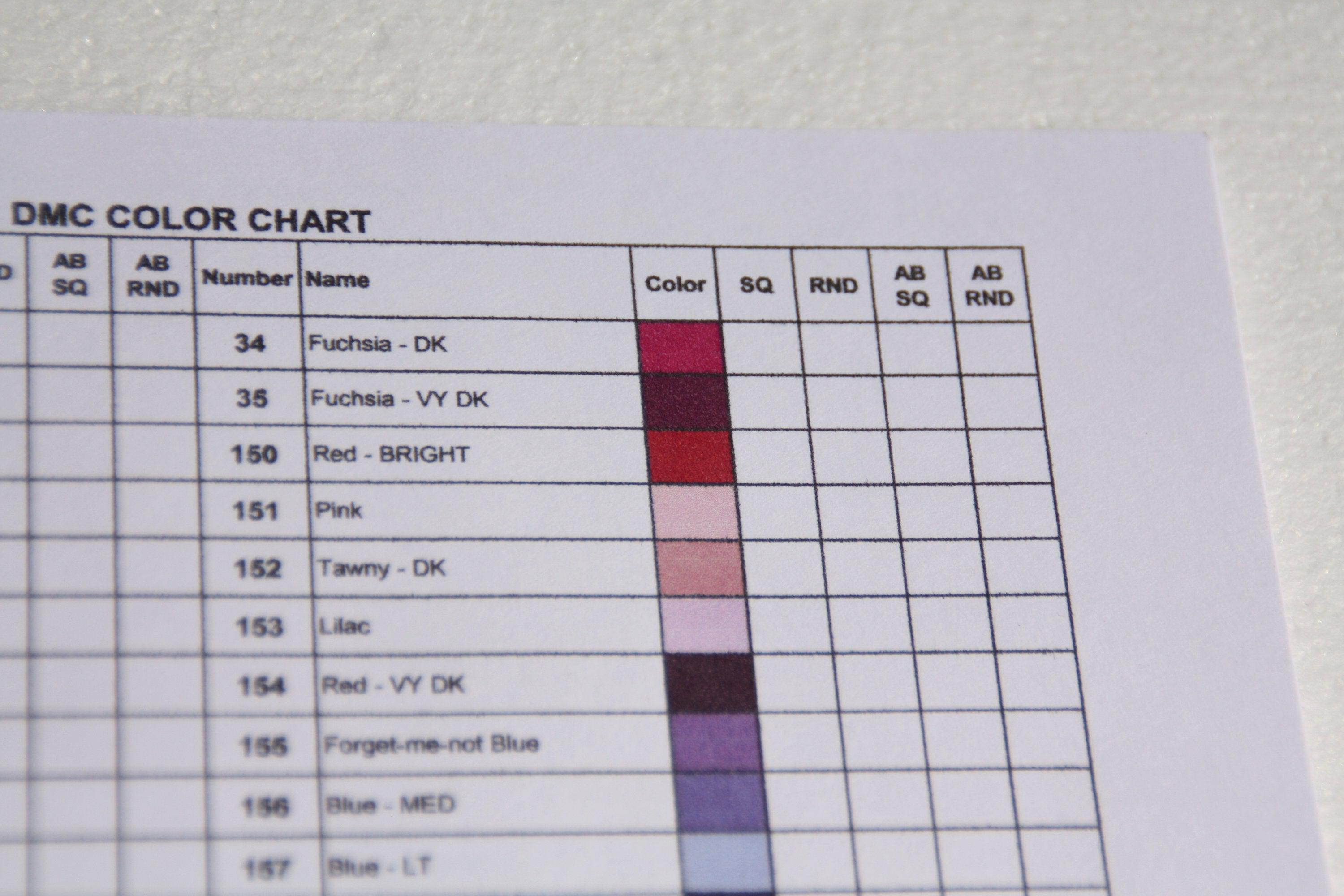 PRINTABLE DMC Color Chart and Inventory. DMC Color Card. Dmc Chart