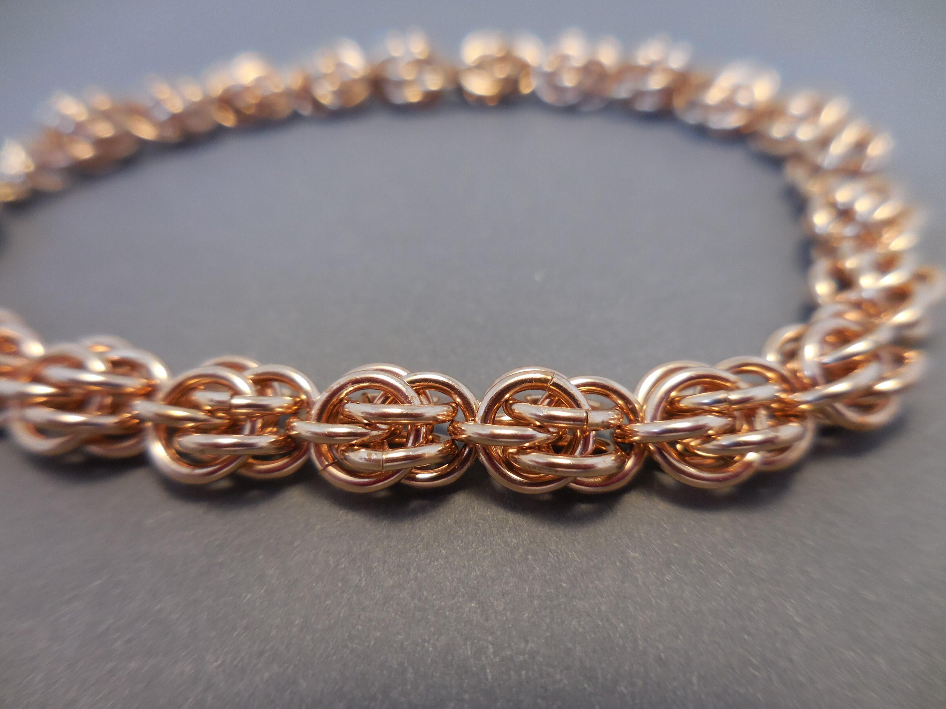 Bronze Chainmaille Bracelet Sweet Pea Weave