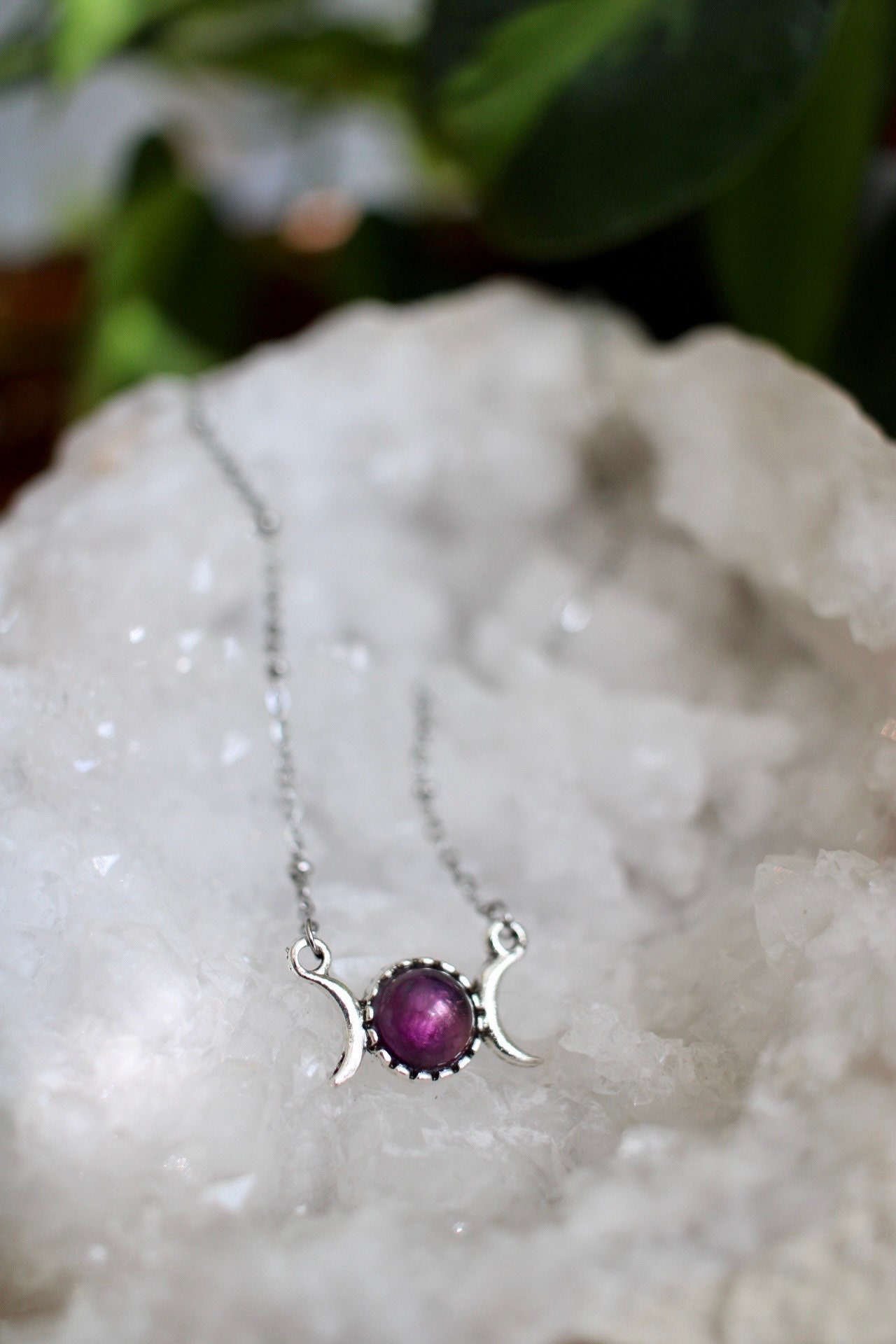 Amethyst orders Necklace, Amethyst Jewelry, Sterling Silver Moon Necklace, Moon Phase Jewelry, Moon Phase Necklace, Handmade Artisan Jewelry