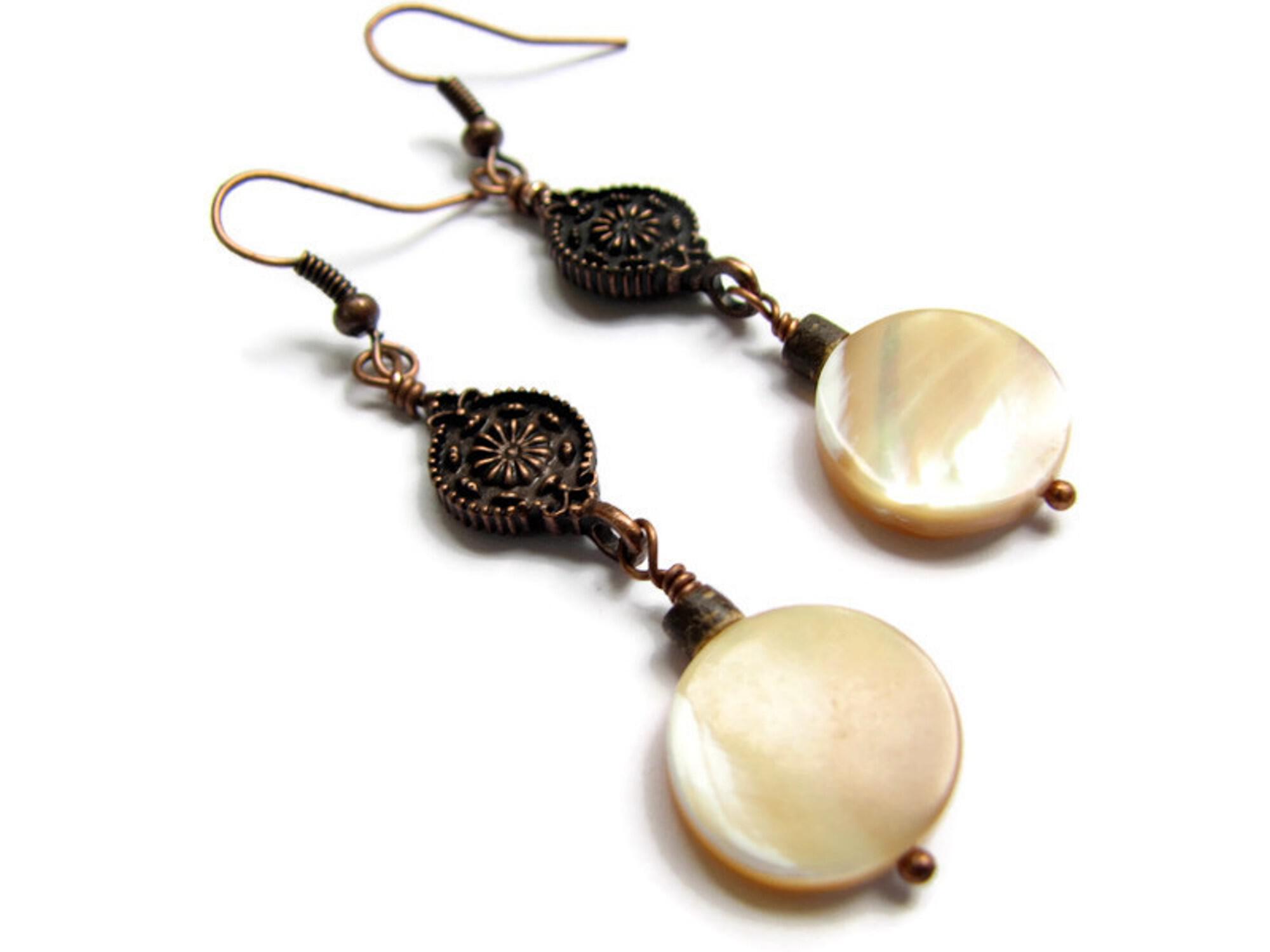 MOP shell and coconut earrings