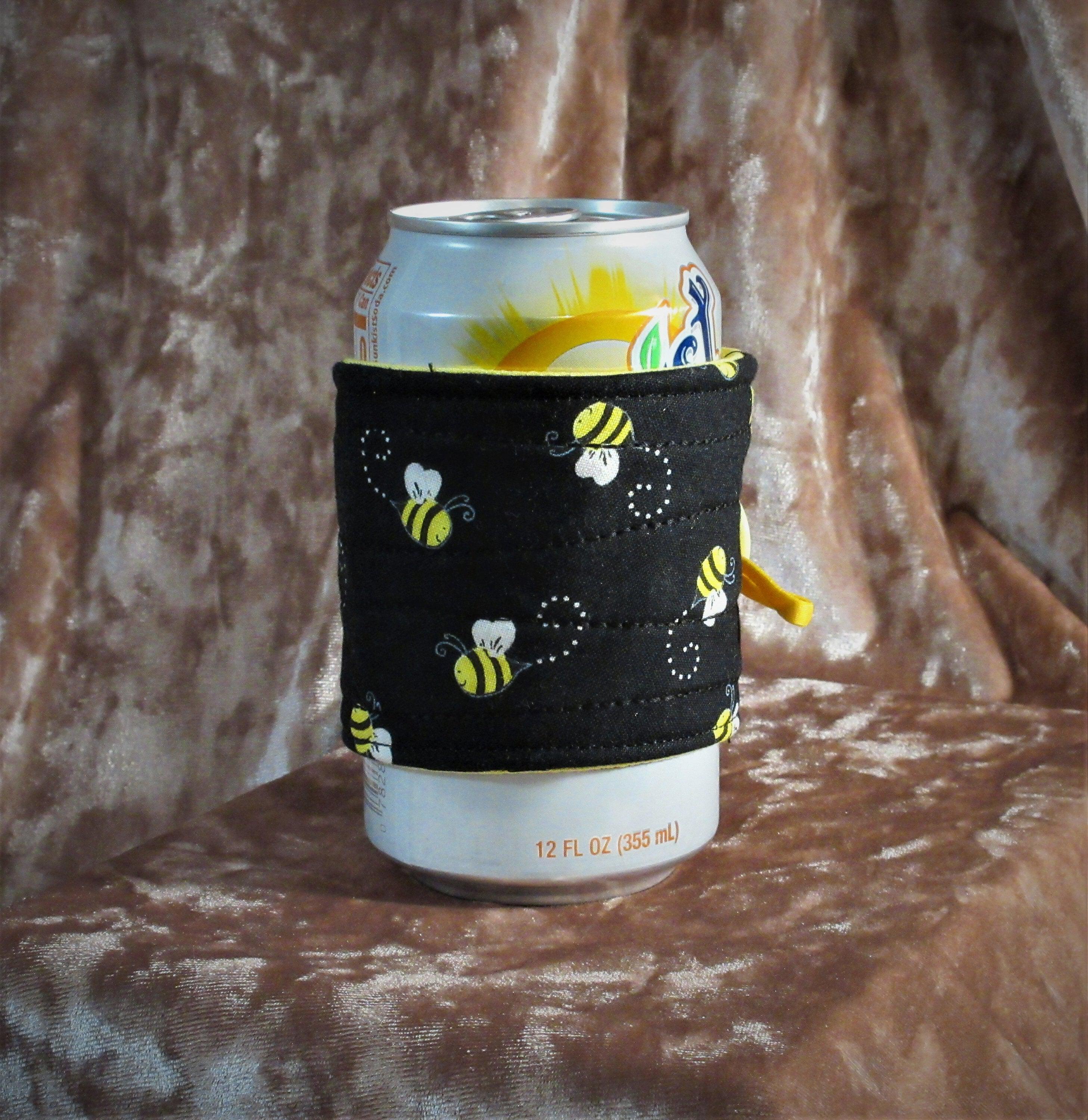 honey bee  and sun yellow dog poop bag holder and drink sleeve by A Fur Baby Favorite