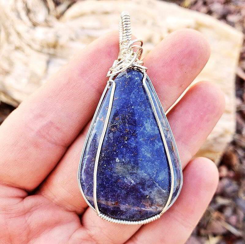 Sodalite Cabochon, Pendant, Wire Wrap Pendant, Handcrafted good Jewelry, Original, One of a Kind Jewelry, Crystal Jewelry,