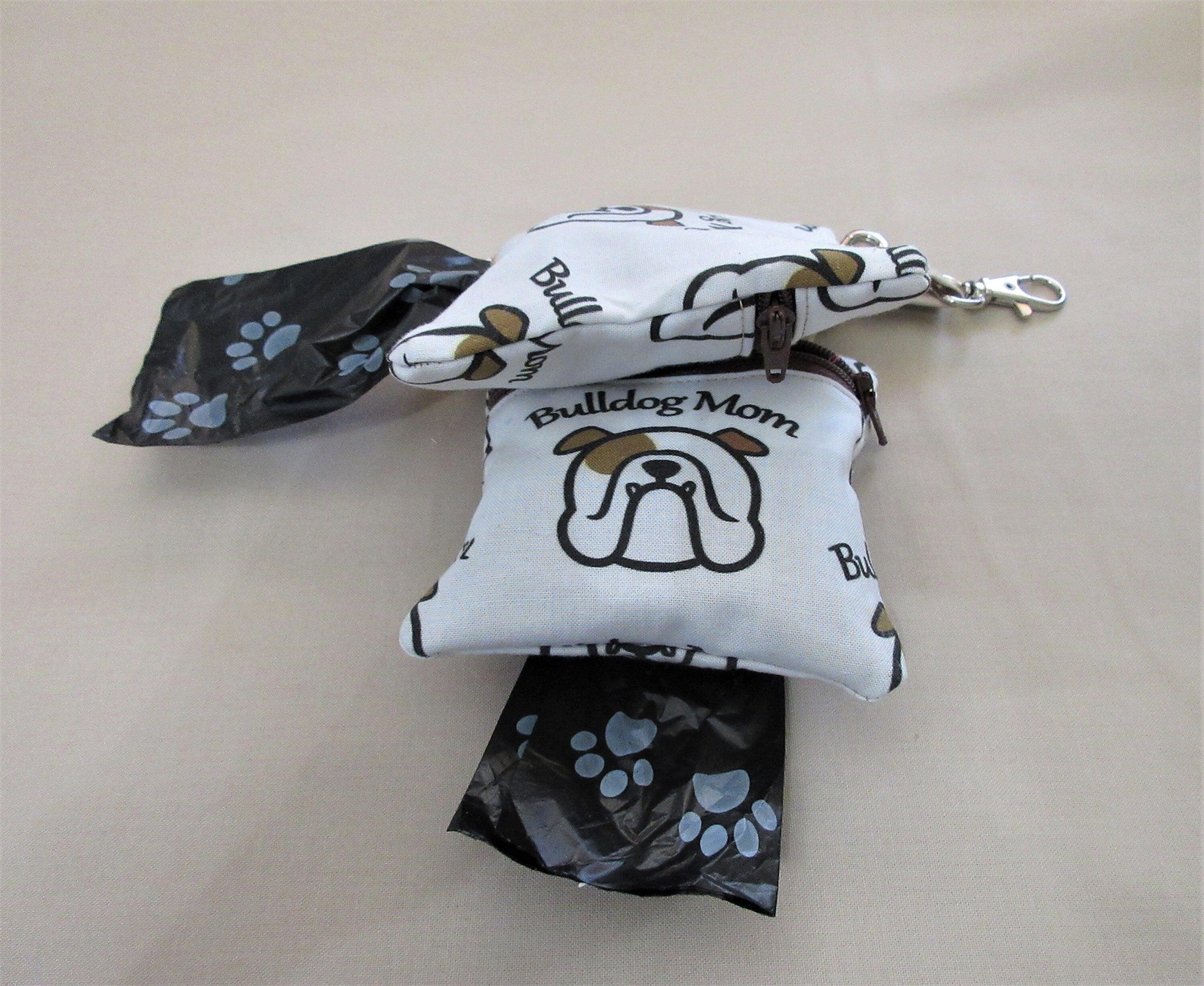 Bulldog Mom Dog Poop Bag Holder with Free roll of bags.