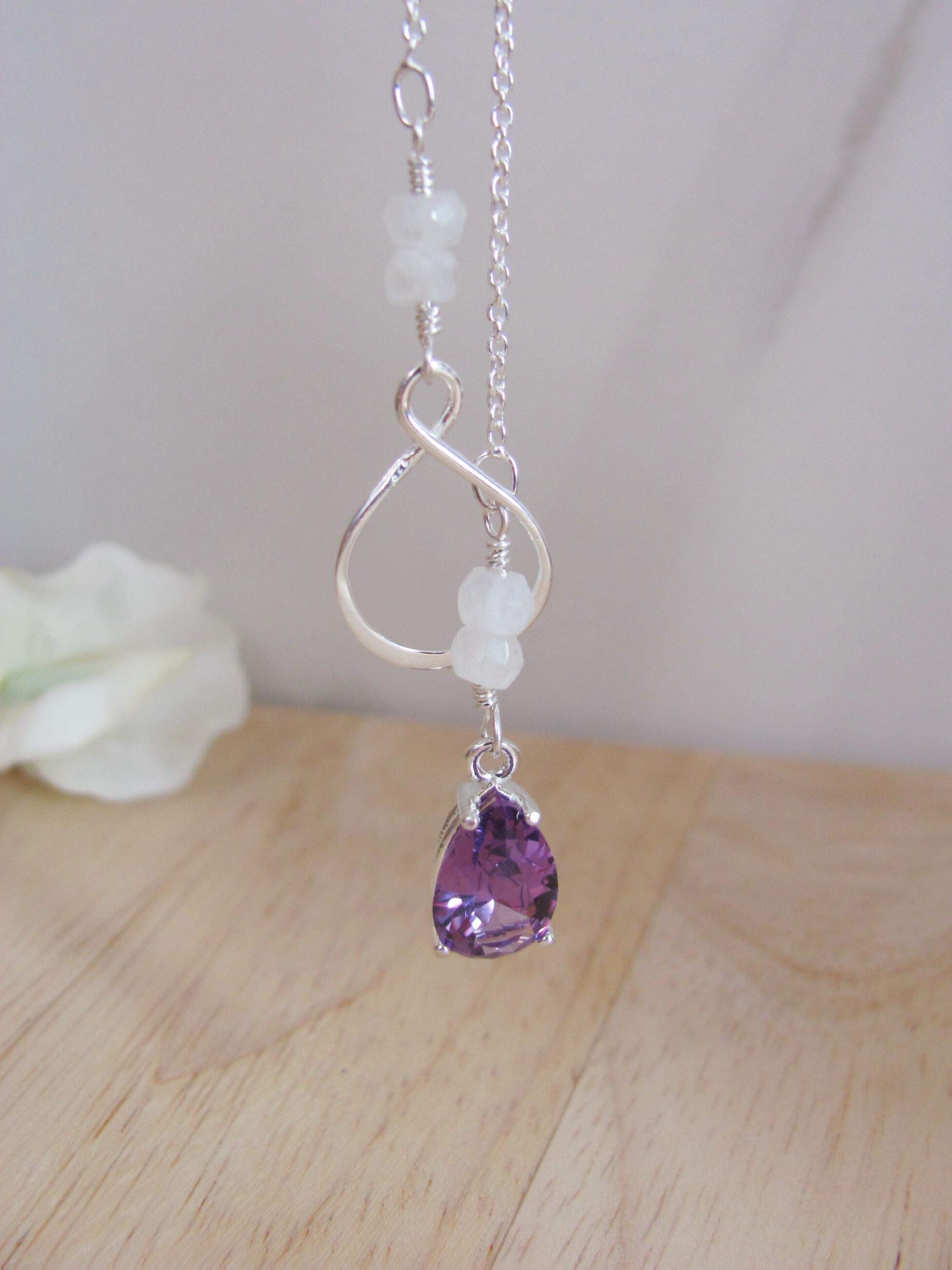 Alexandrite Lariat Necklace with Moonstone