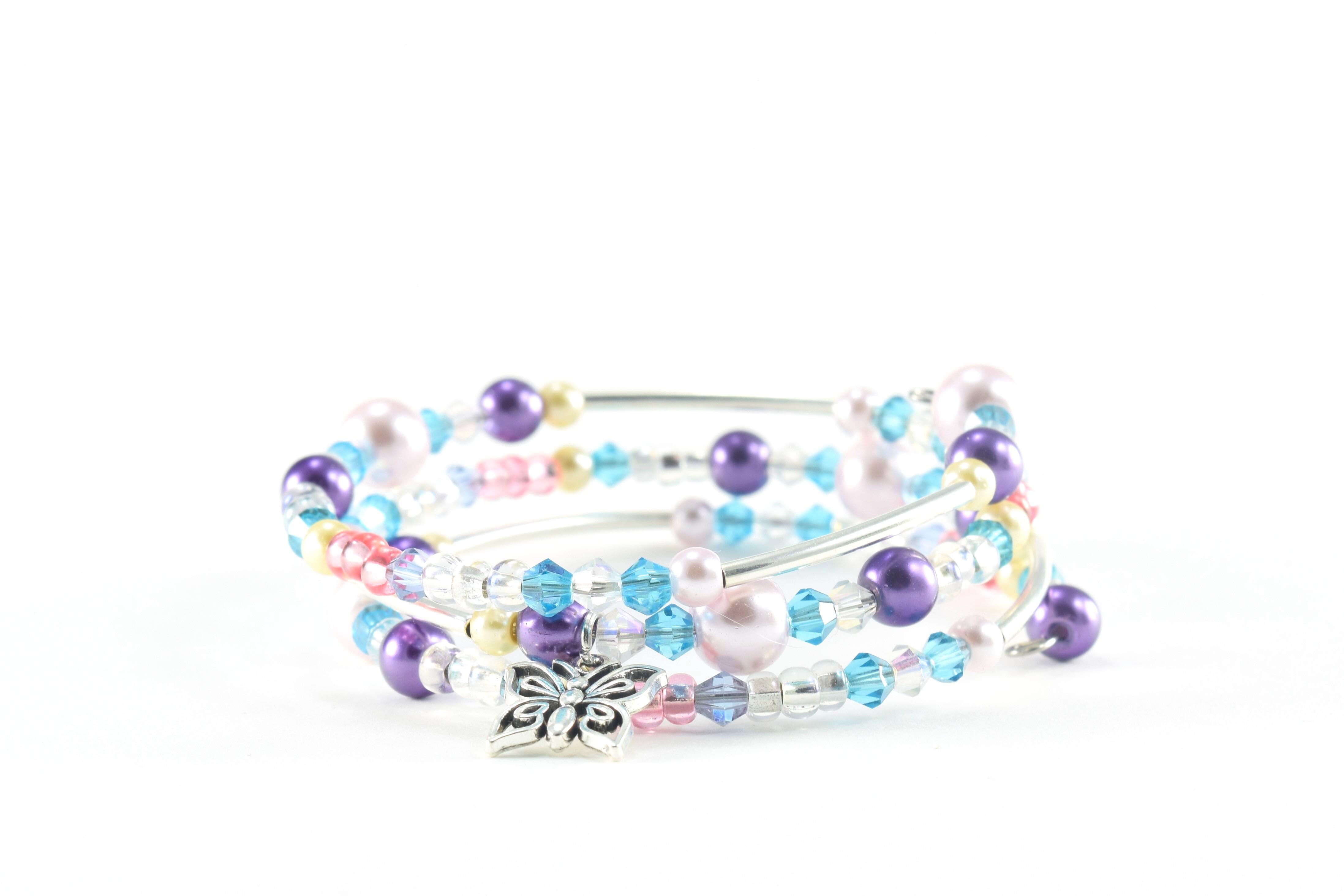 Download Pastel butterfly layered wrap bracelet