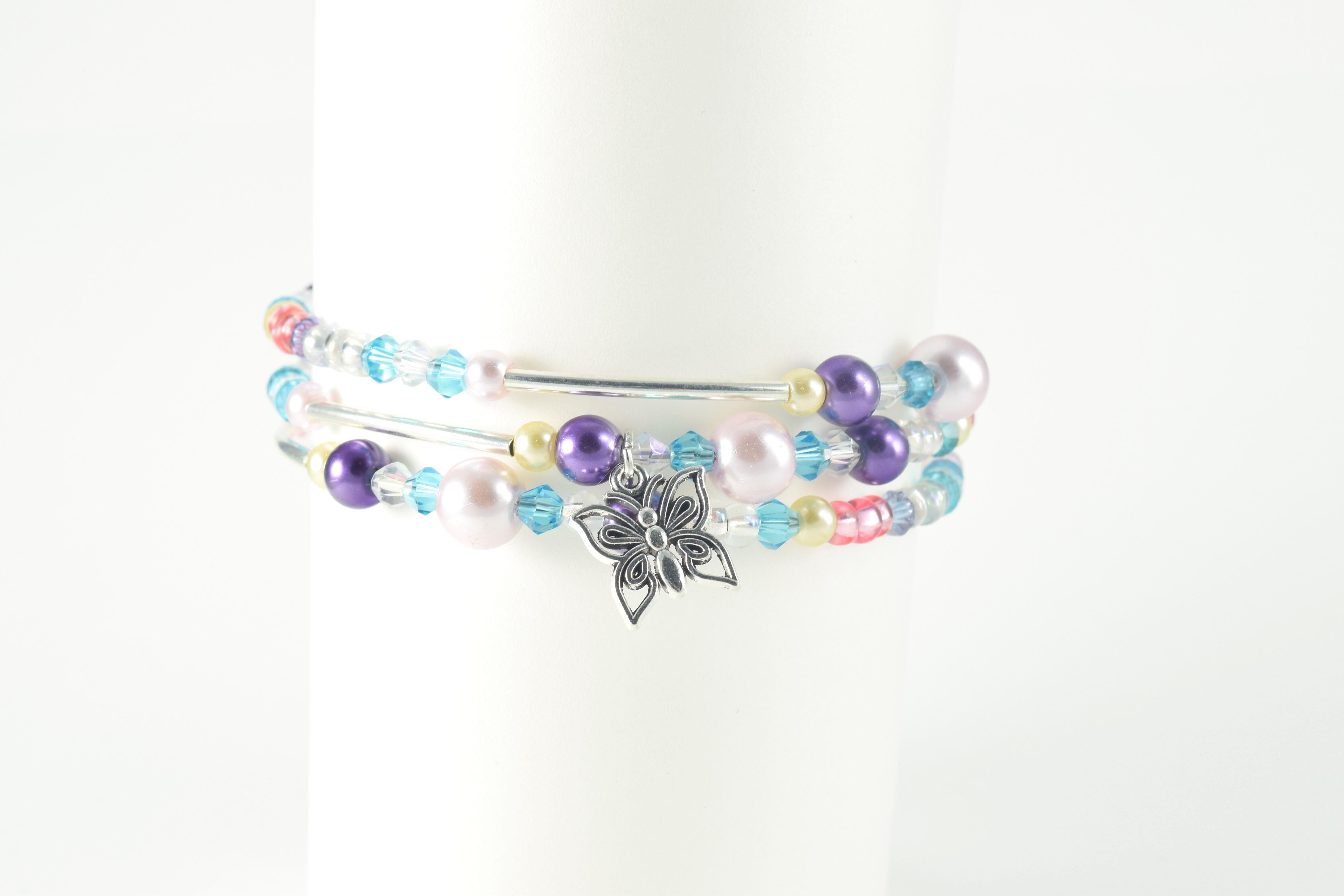 Download Pastel butterfly layered wrap bracelet