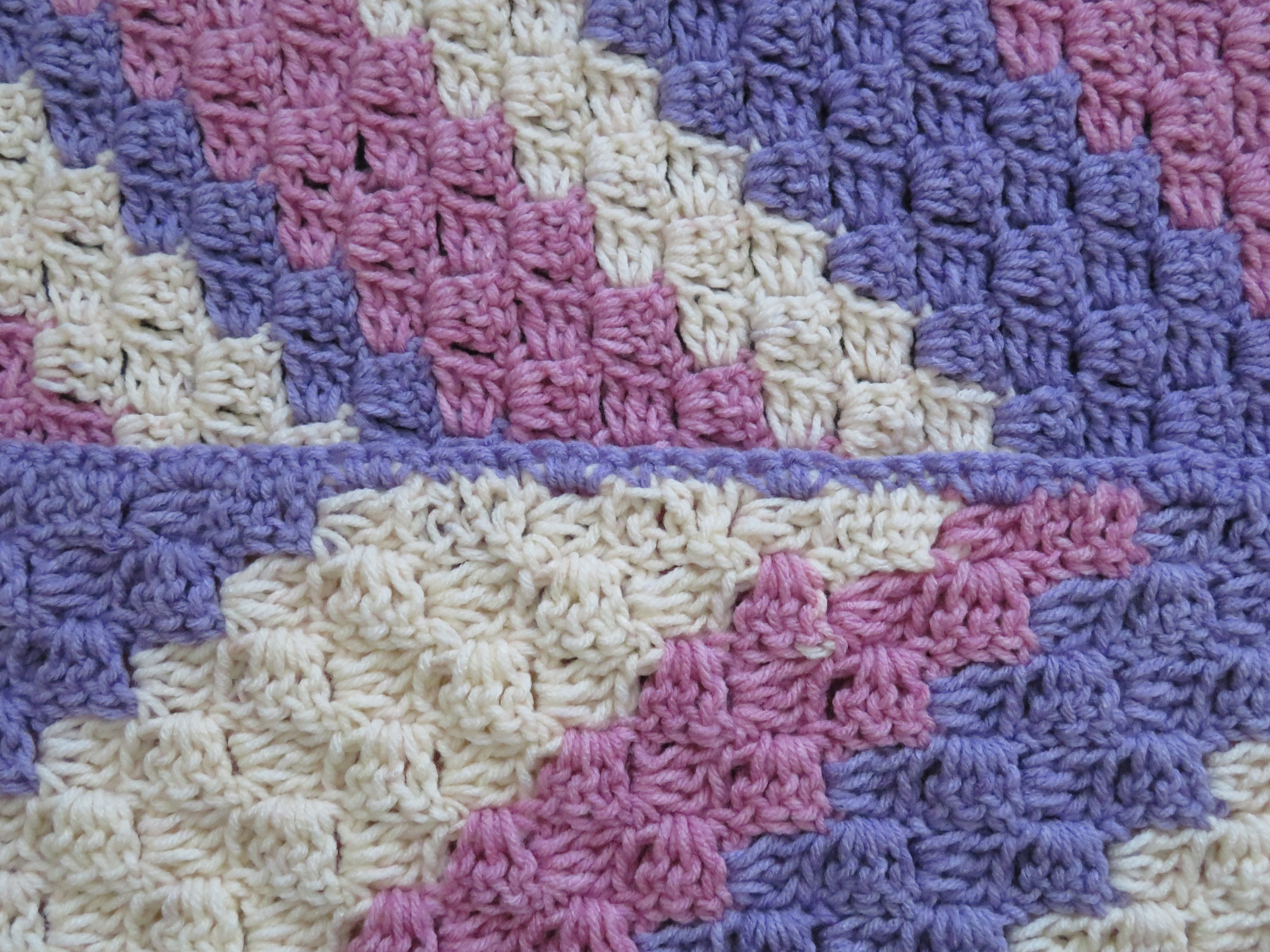 HANDMADE CROCHET BABY offers BLANKET PINK WHITE AND YELLOW 32X32