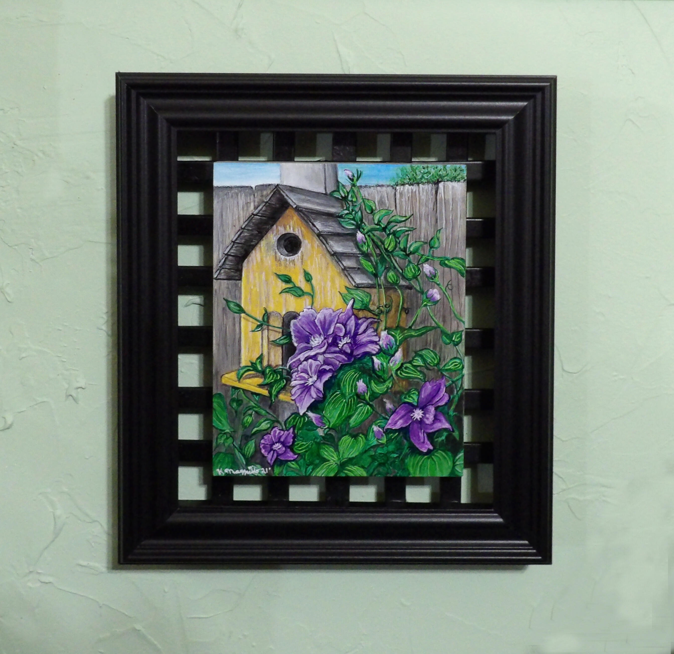 purple flower santin oil based painting