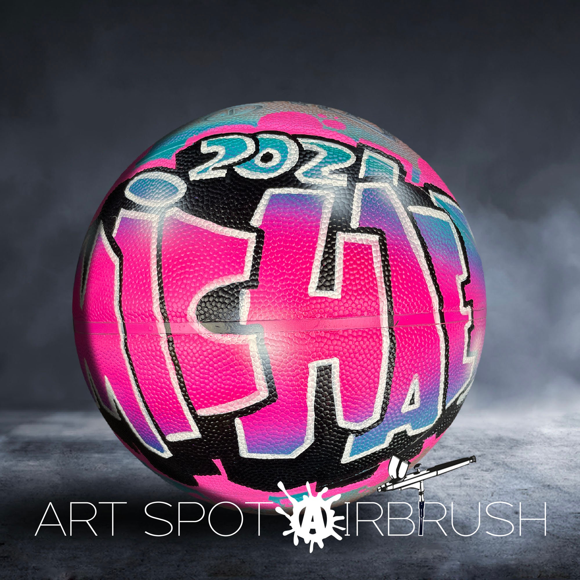 Neon Basketball, Custom Airbrush popular Ball, Personalized Sports Gifts, Sports Trophy, Coaches Gift, Graffiti Basketball, Handpainted ball, 90s