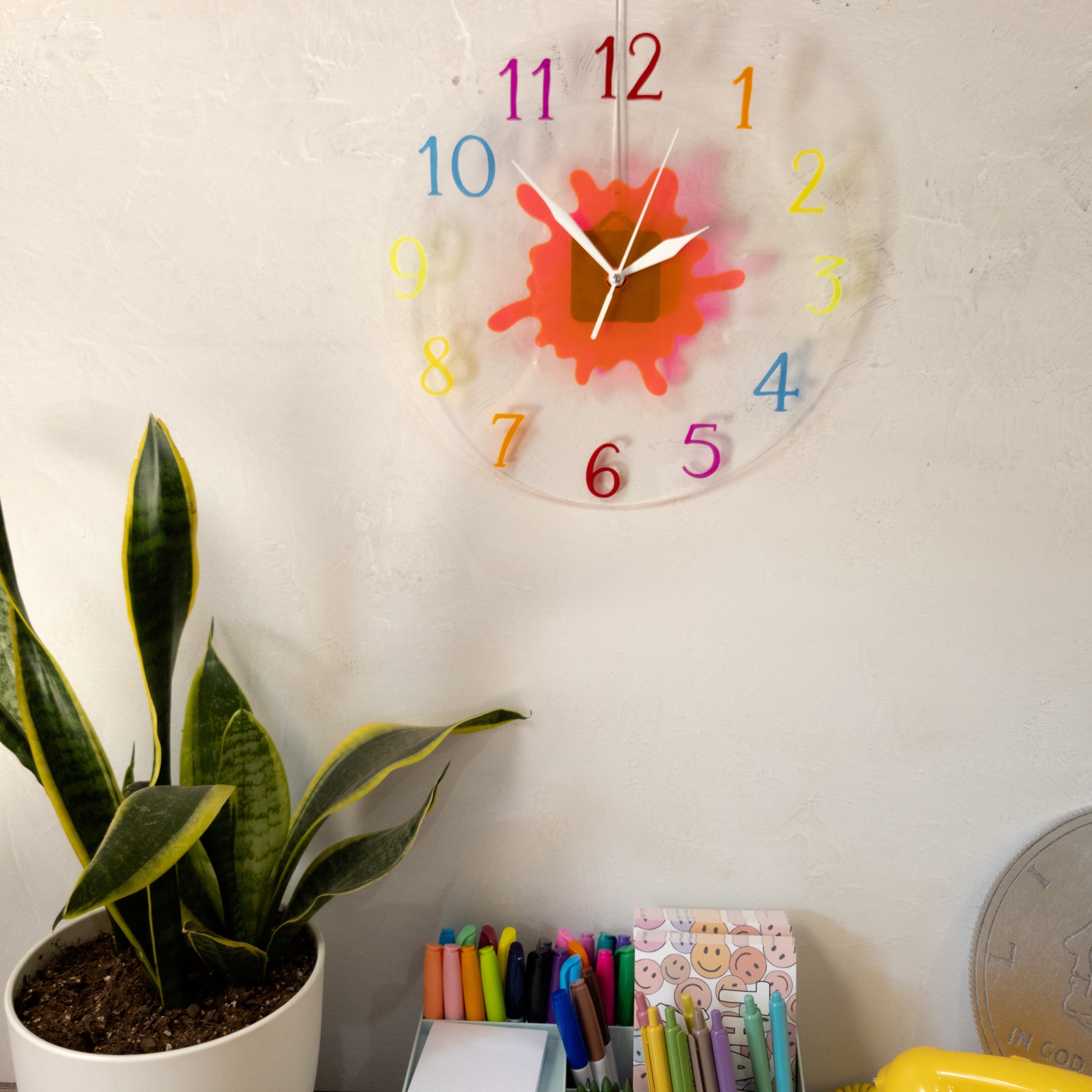 POP Clock in hotsell Orange and Red Florescent Acrylic, 10