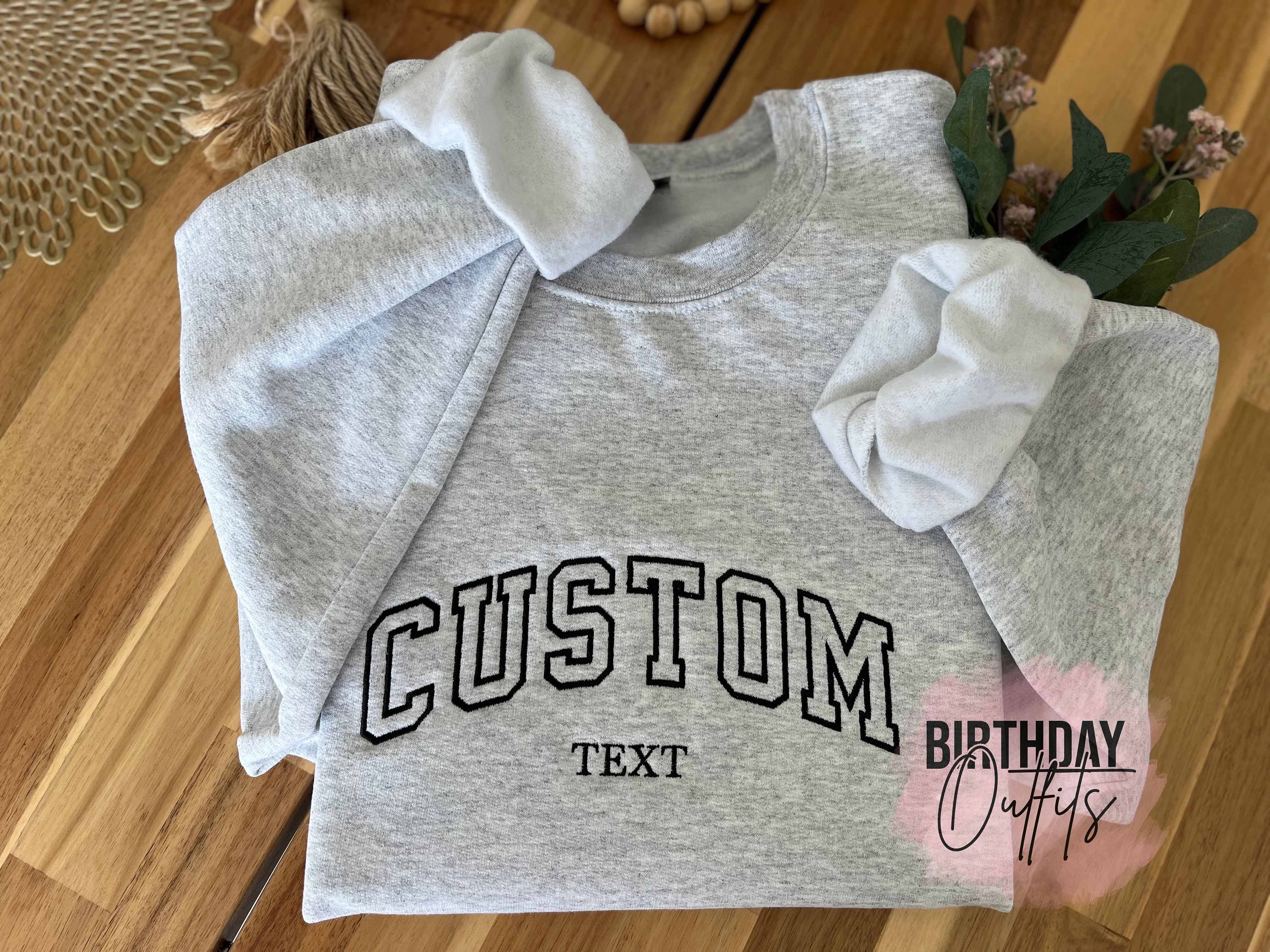 Clothing Accessories Men s Sweaters Custom Embroidered Varsity Crewneck Embroidery Crewneck Custom Embroidery Personalized Sweatshirt Embroidered Sweatshirt mom gift