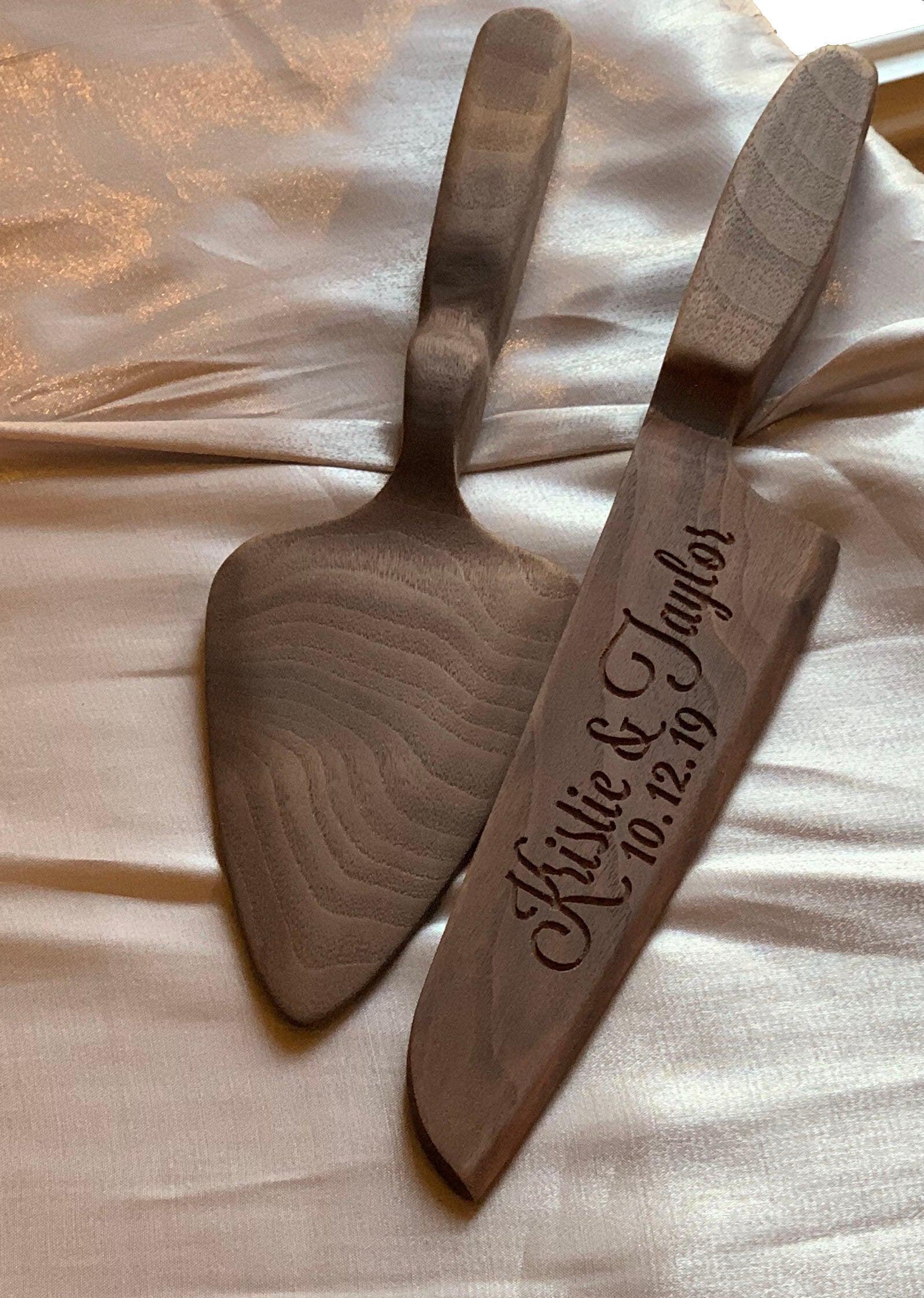 Wooden wedding sale cake knife