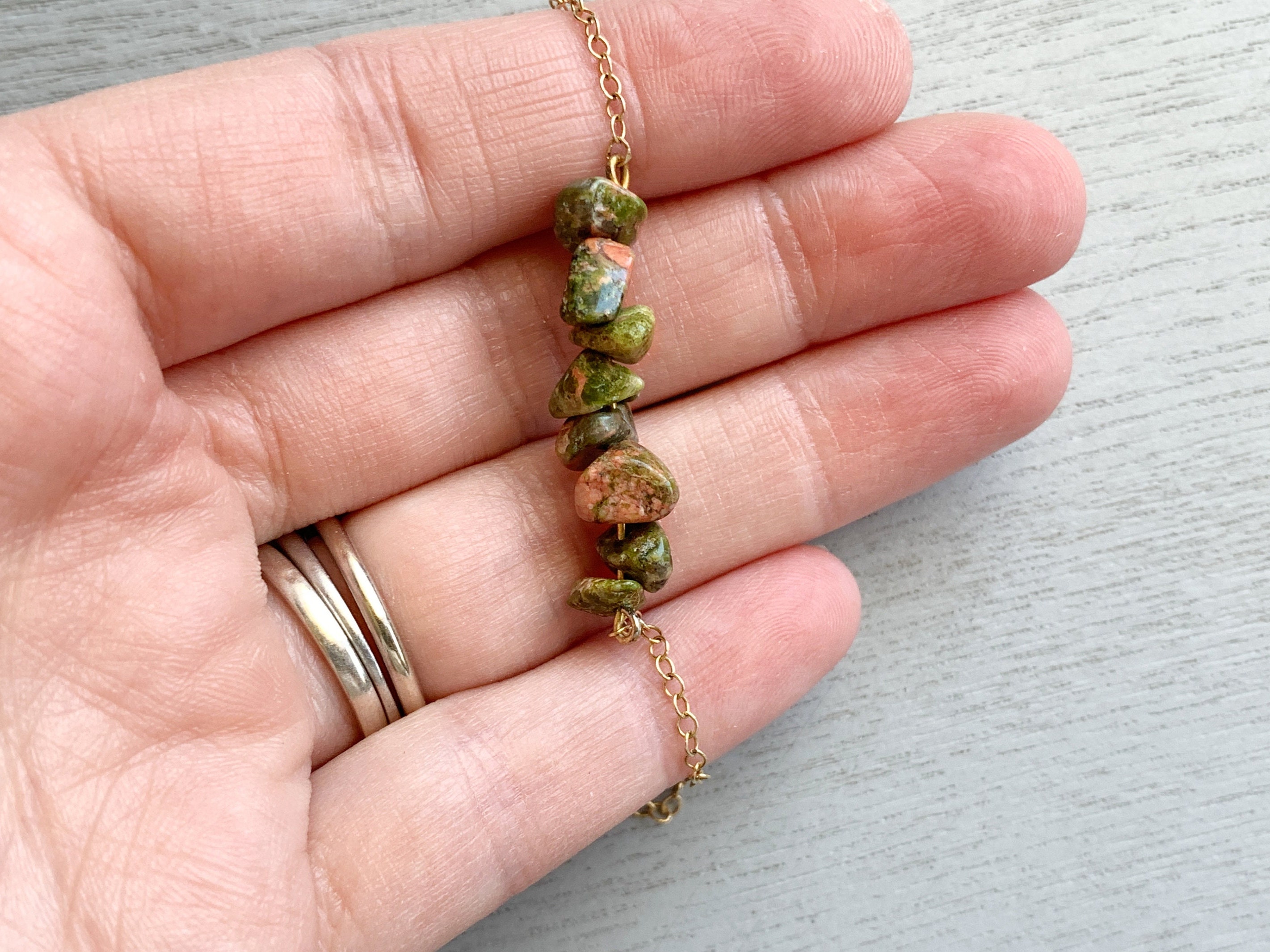 Unakite Bracelet good & Ring Set