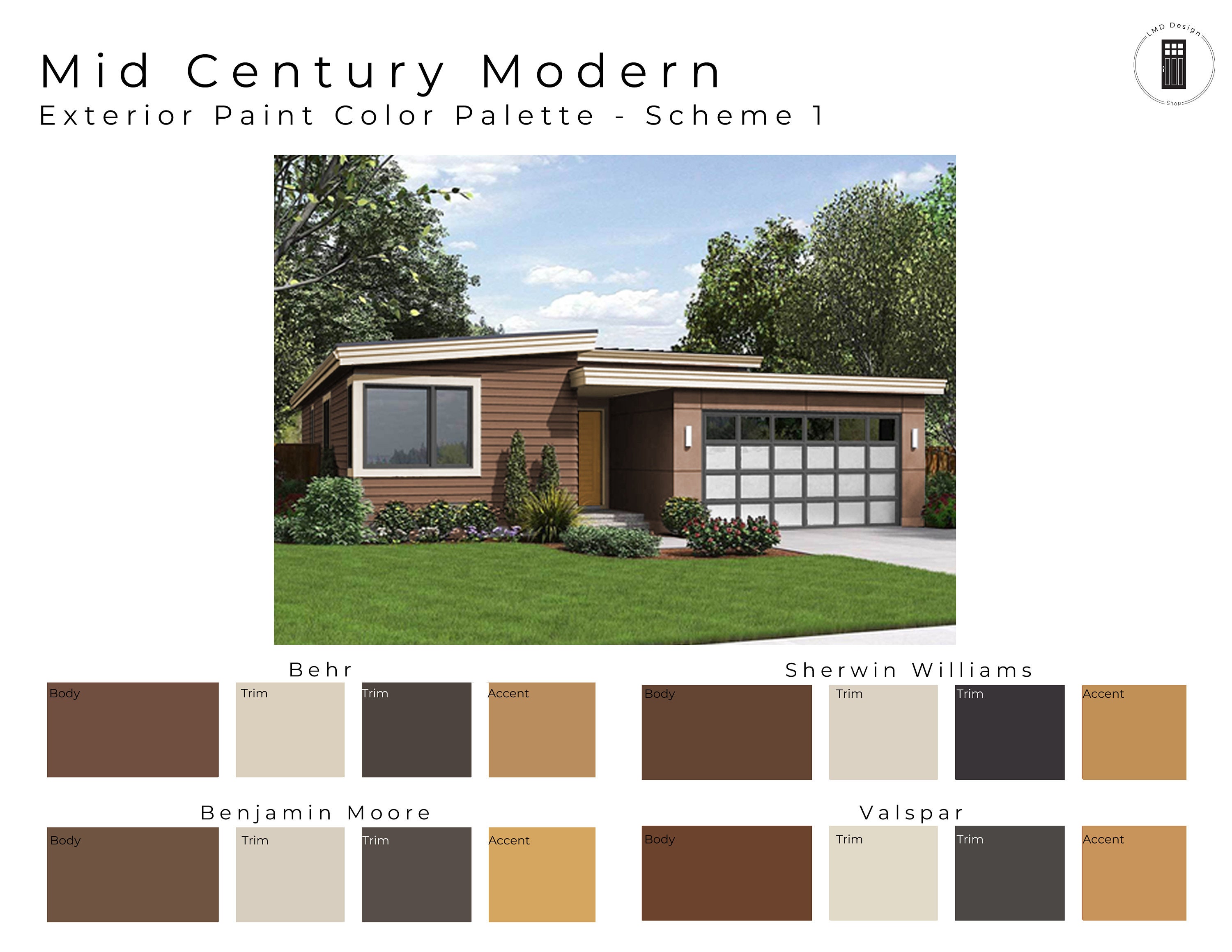 Handmade Supplies Paint Stains Palettes Exterior Paint Color Schemes Mid Century Modern Exterior House Paint Palettes