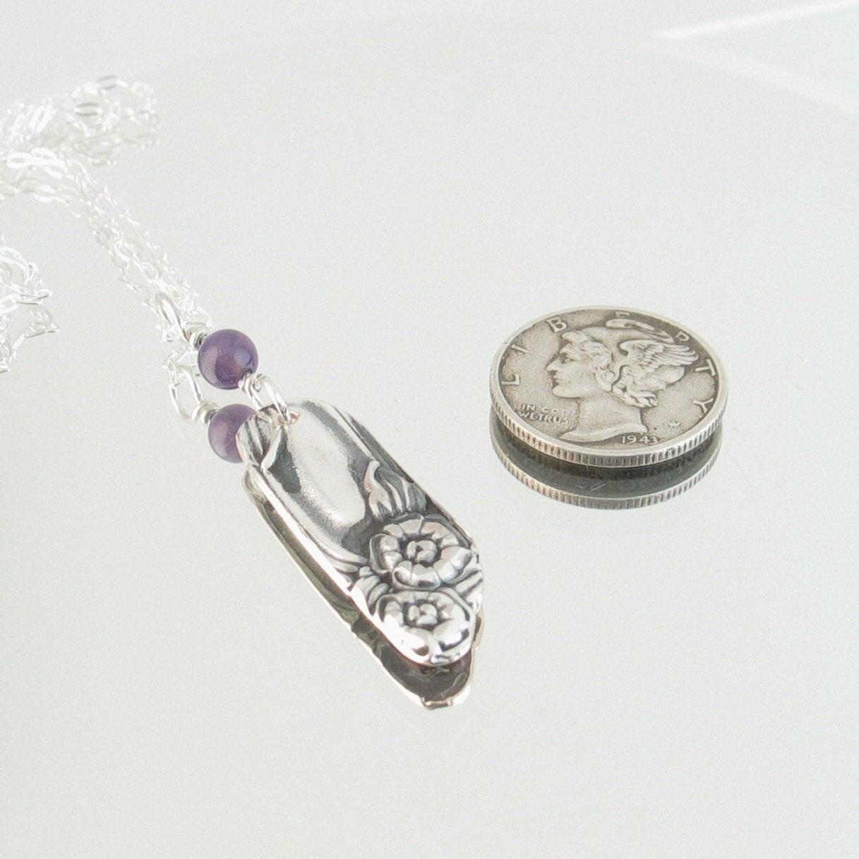 Petite Silver & February Birthstone Amethyst Flower Necklace