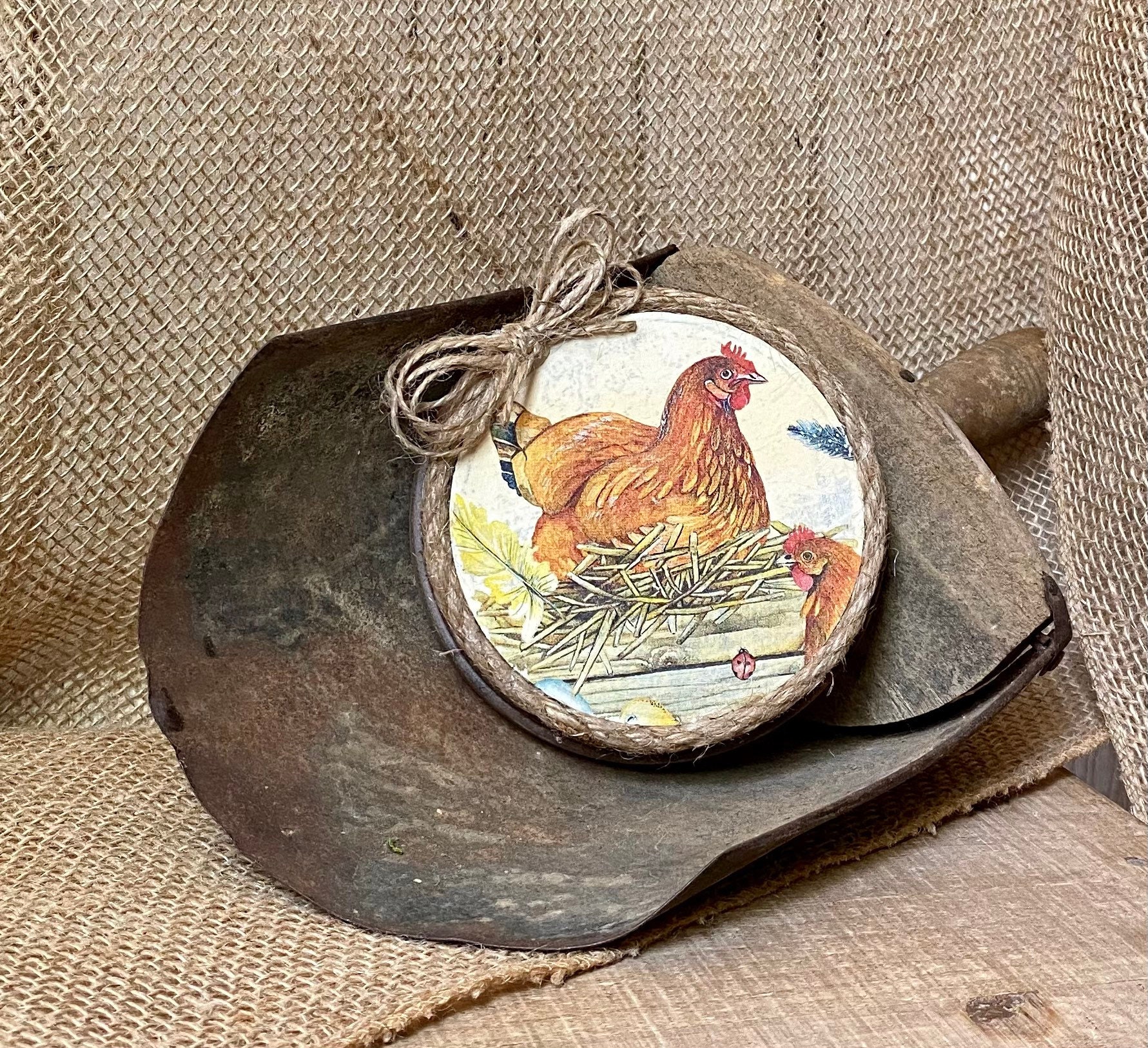 Home & Living :: Wall Decor :: Round Wood Chicken Plaque, decoupaged ...