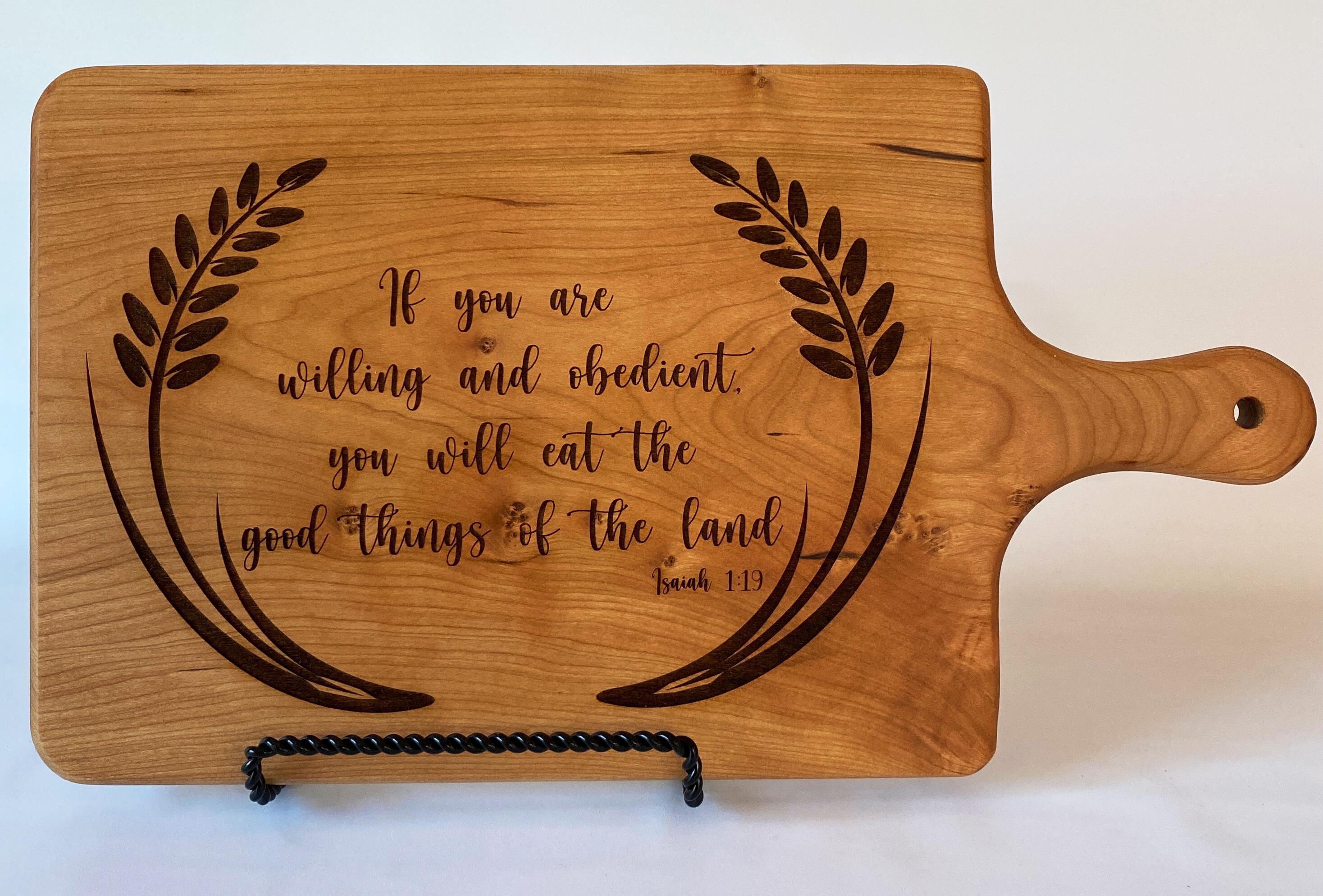 Personalized cutting board with Bible text