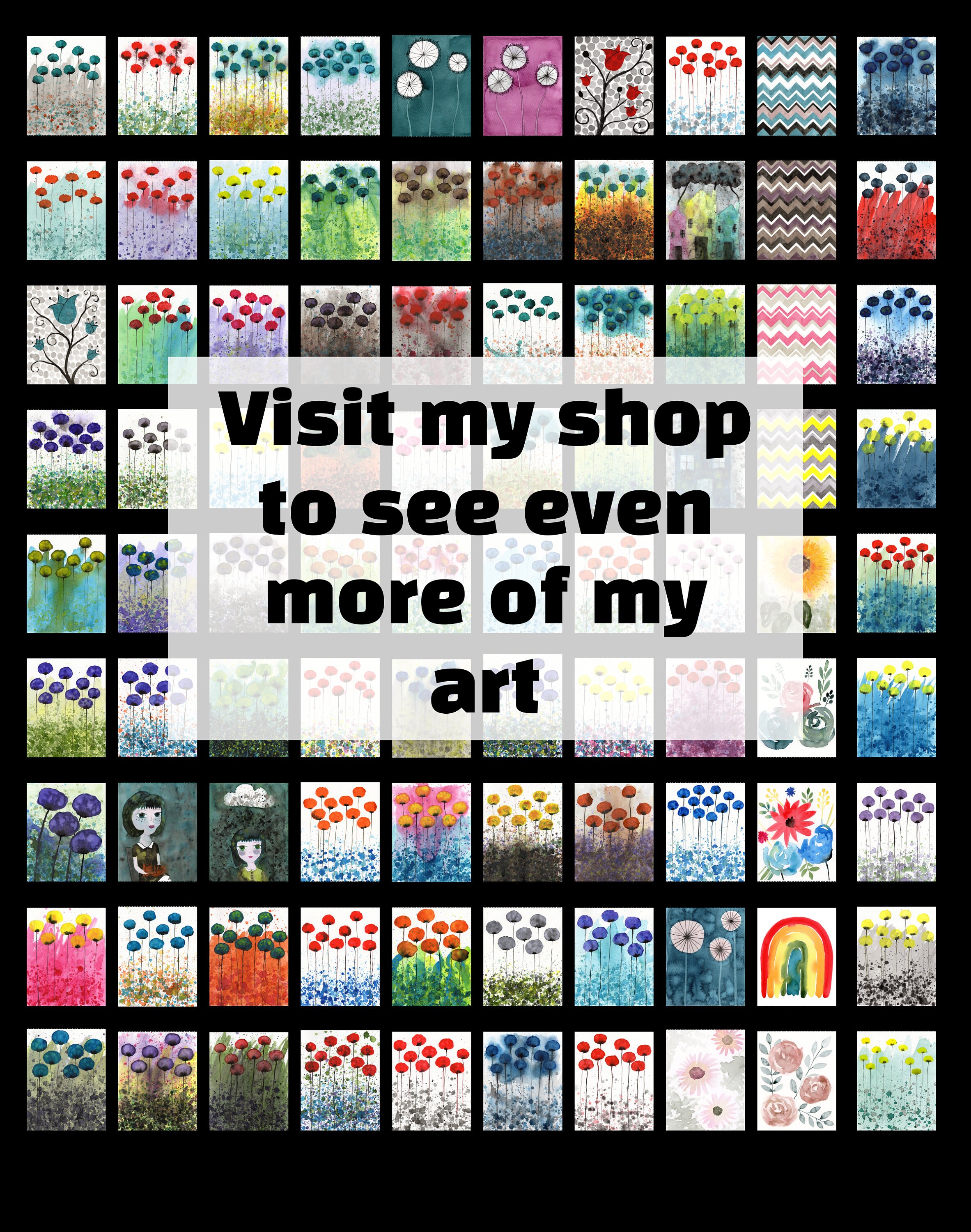 Fine Art & Collectibles Art Prints Red and Navy Blue Floral PRINT