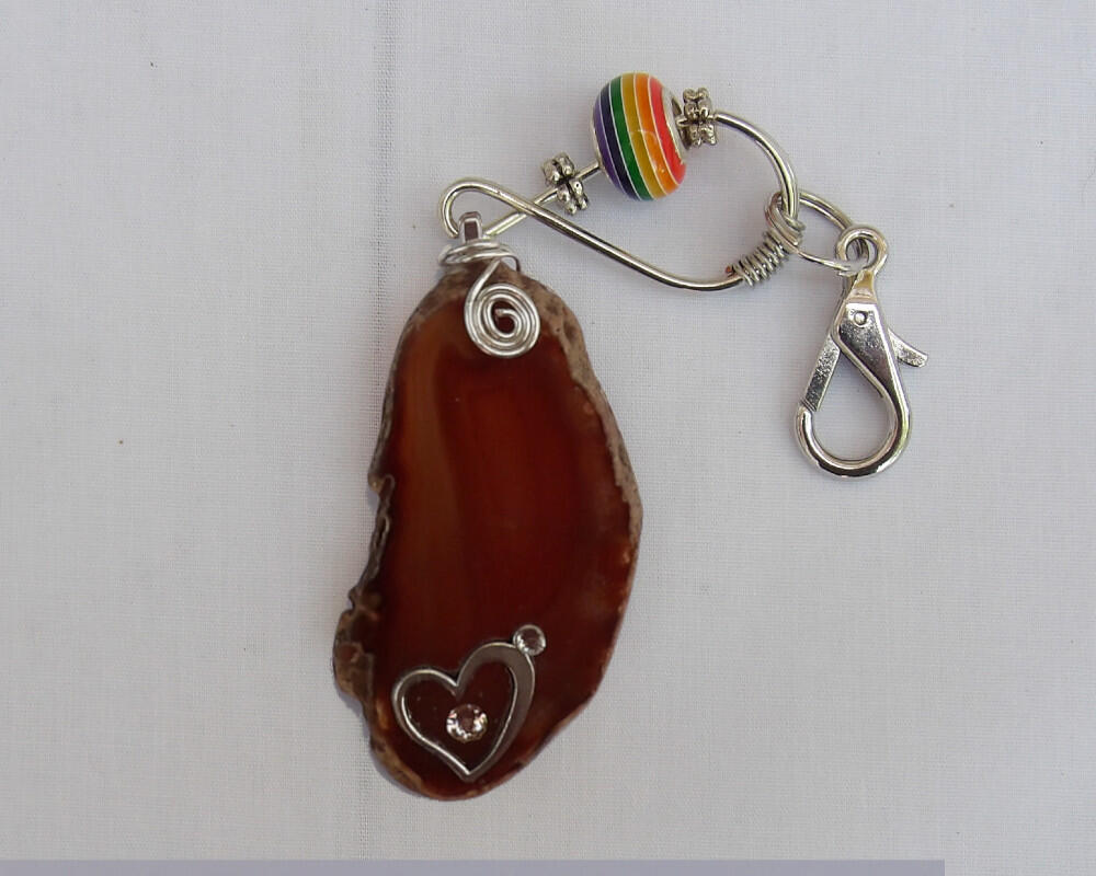 Agate Keychain with a Heart