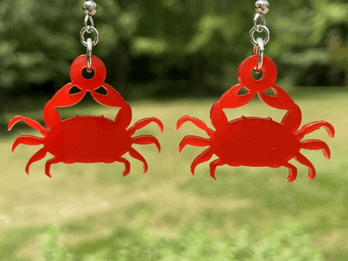 Silver Crab Earrings, Silver Crab Hook Earrings With Mother of