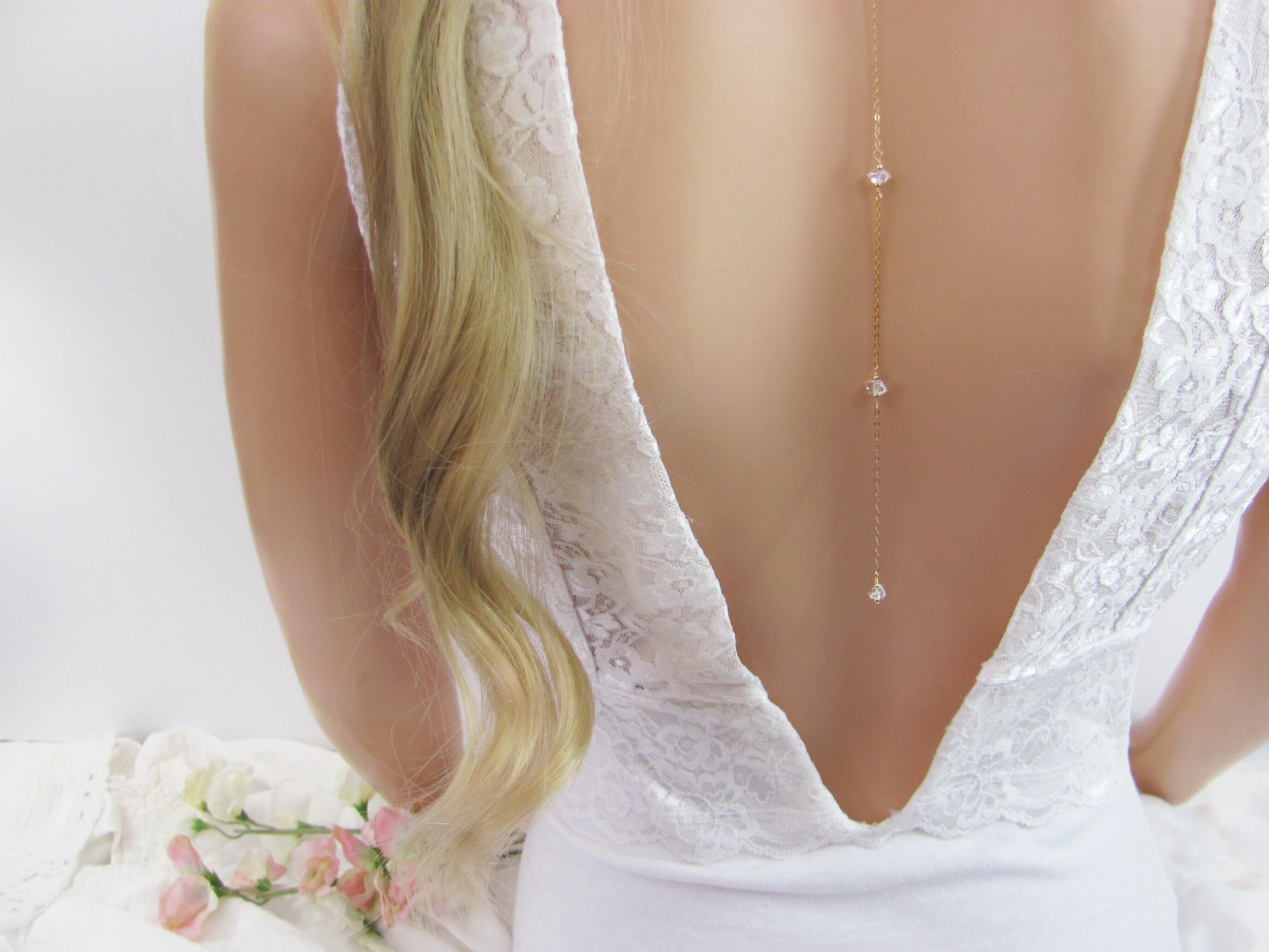 Herkimer Diamond Bridal Backdrop Necklace