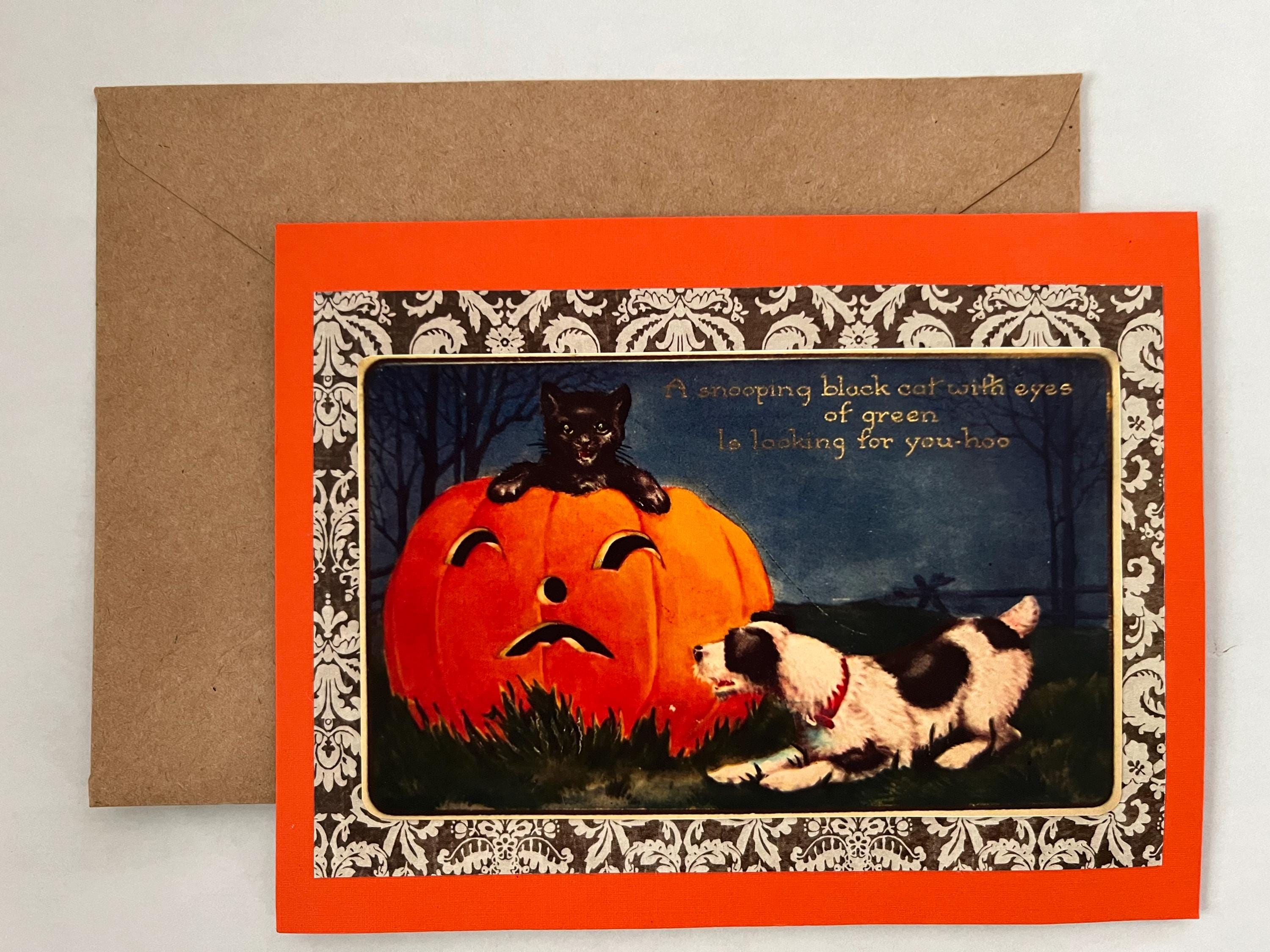 Halloween Postcard Giant Pumpkin Black Cats newest Vintage Whitney Embossed Original