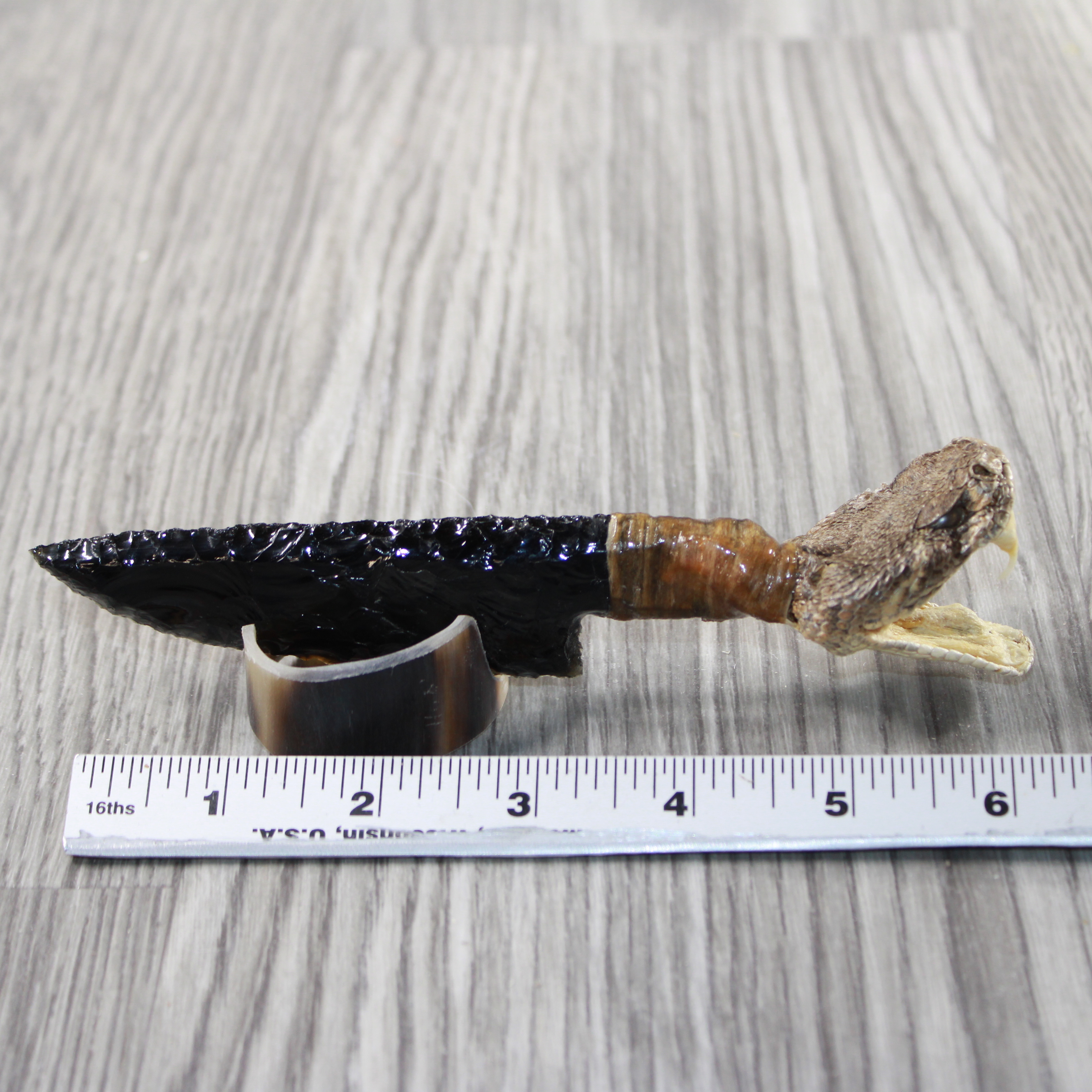 Holiday & Seasonal Halloween Rattlesnake Head Handle Obsidian