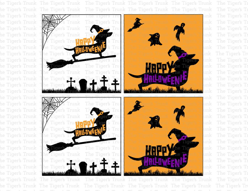 Happy Halloweenie Weenie Dog Gift Bag Tags: Printable Instant Download for Dog Lovers