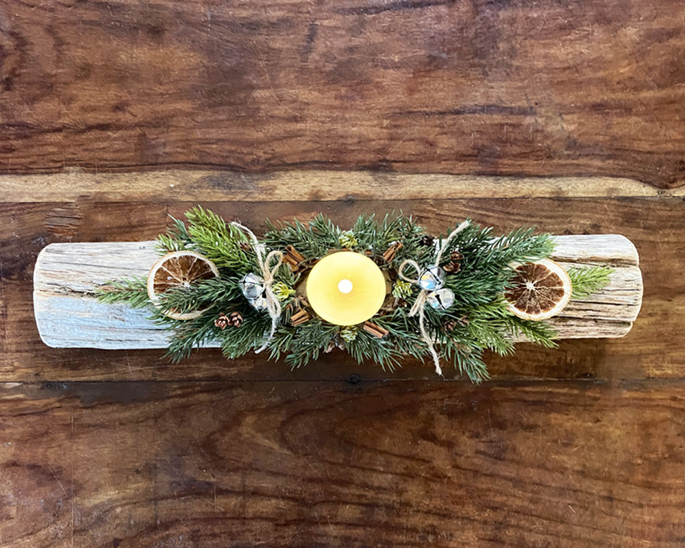 Home \u0026 Living :: Home Decor :: Rustic Handmade Christmas Yule Log  Centerpiece with Candle, image size:1000x800
