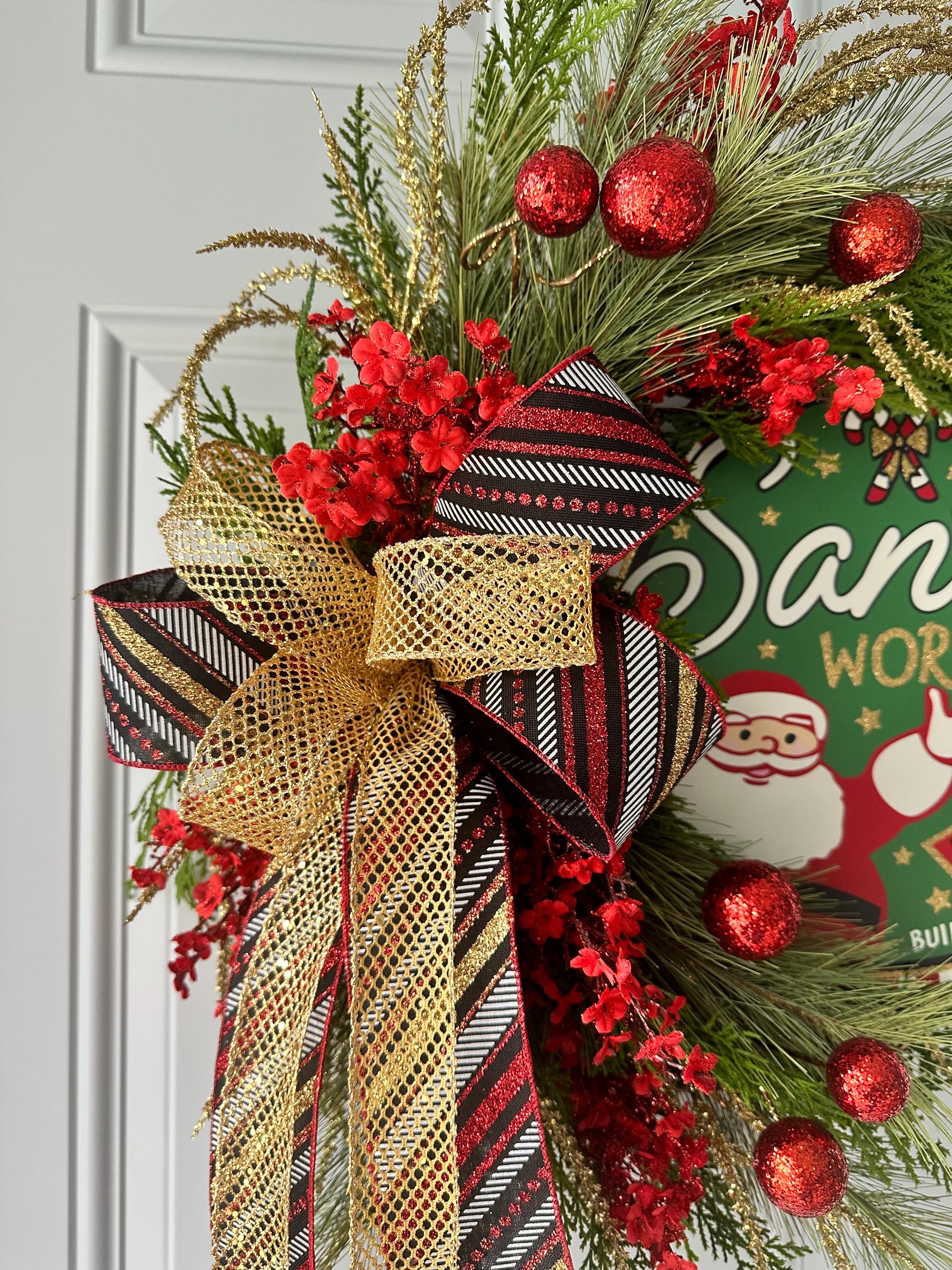 Santa Wreath, Christmas Wreath, Holiday Wreath, Front offers Door Wreath, Winter Wreath