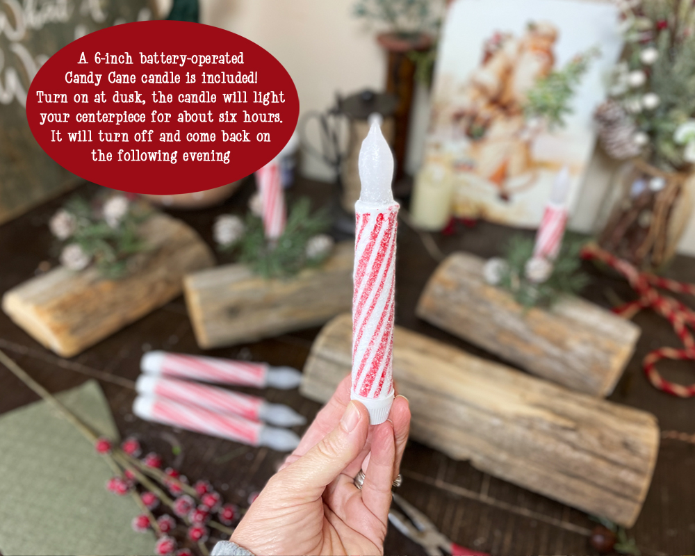 Home Living :: Home Decor :: Candy Cane Candle Yule Log Centerpiece