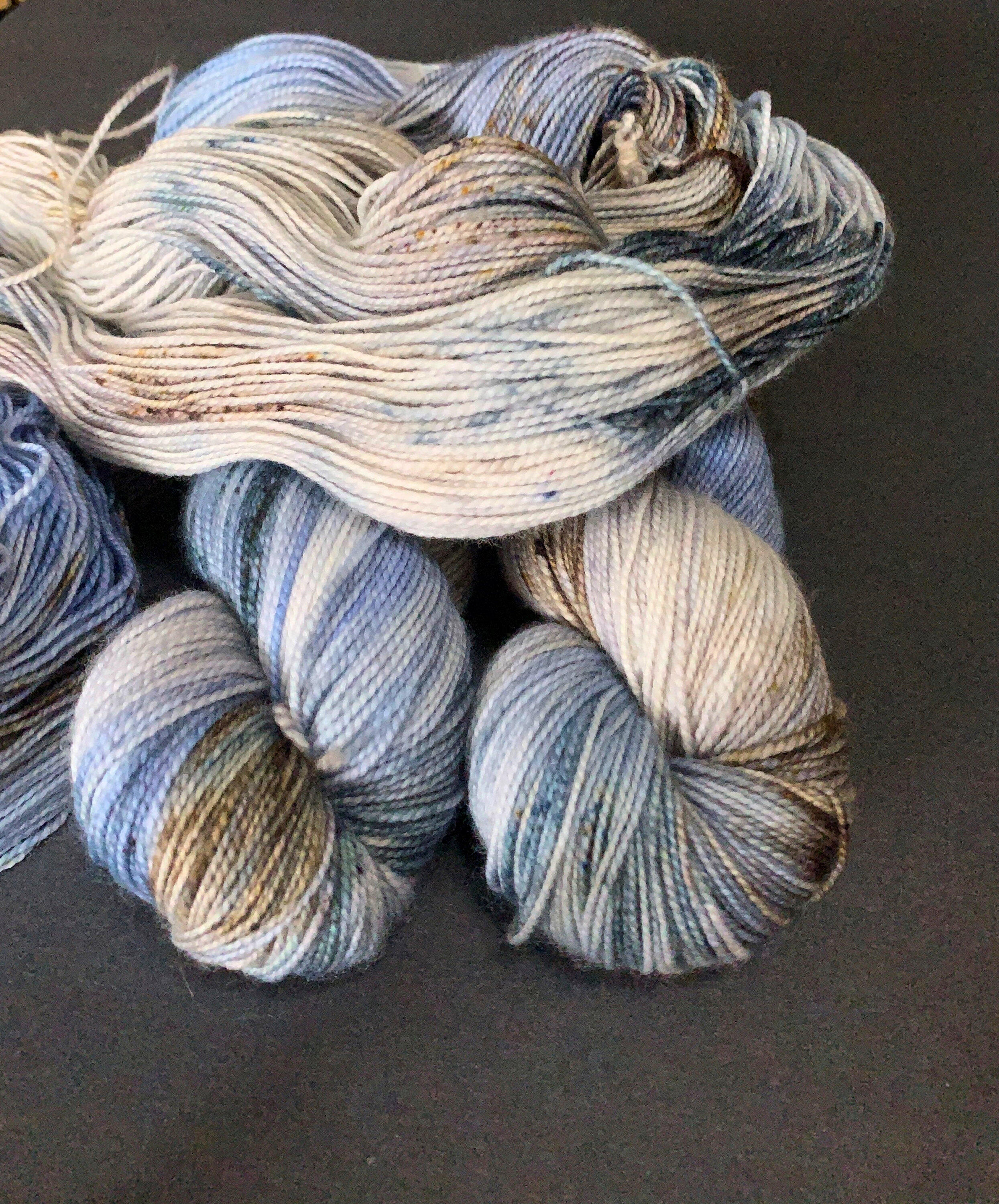 Products :: Hand dyed sock yarn, blue and ecru speckled sock yarn, 100g  ready to ship indie fingering yarn - Someday, My Love