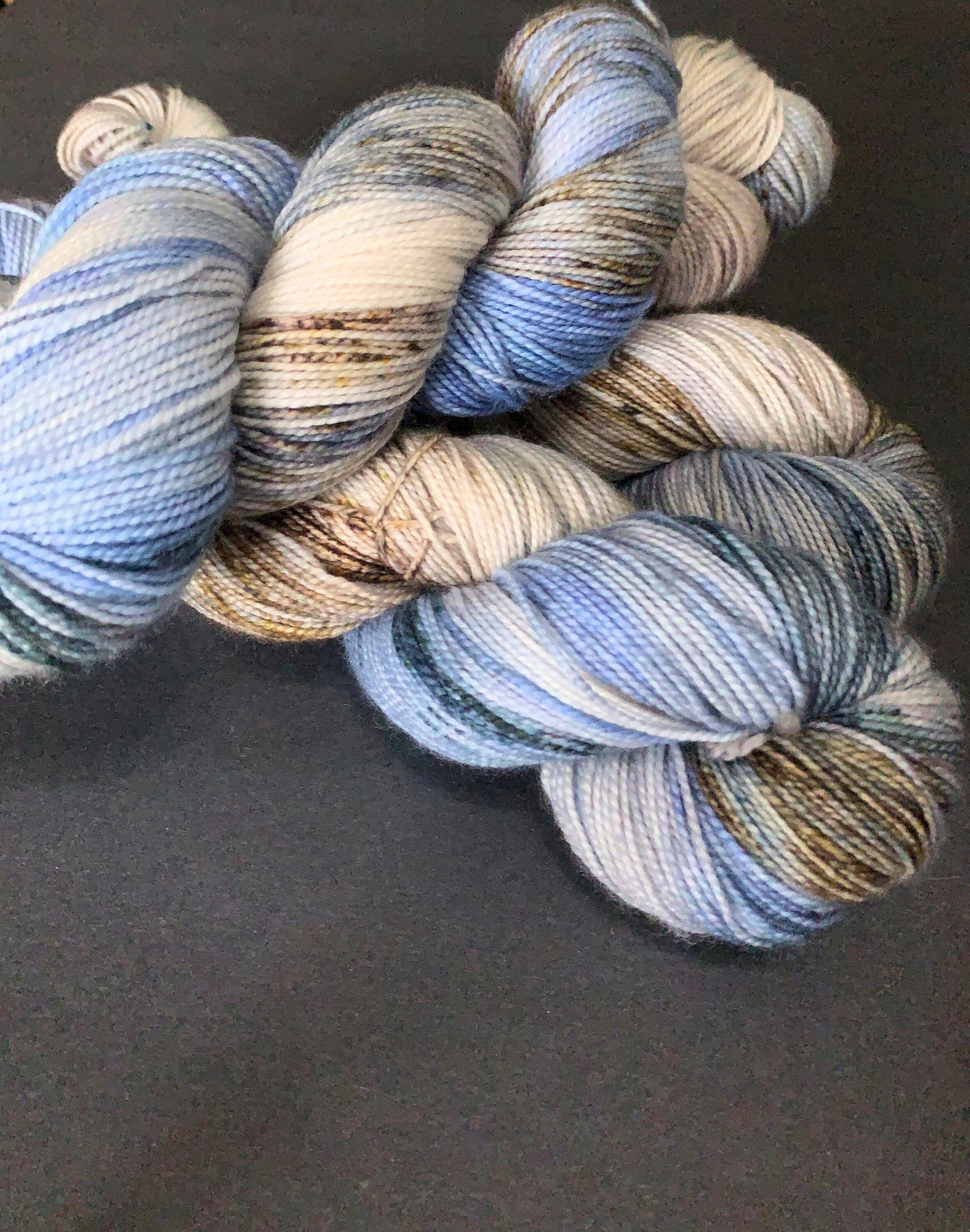 Products :: Hand dyed yarn, 100g white and blue speckled yarn, ready to  ship DK weight yarn, Someday, My Love