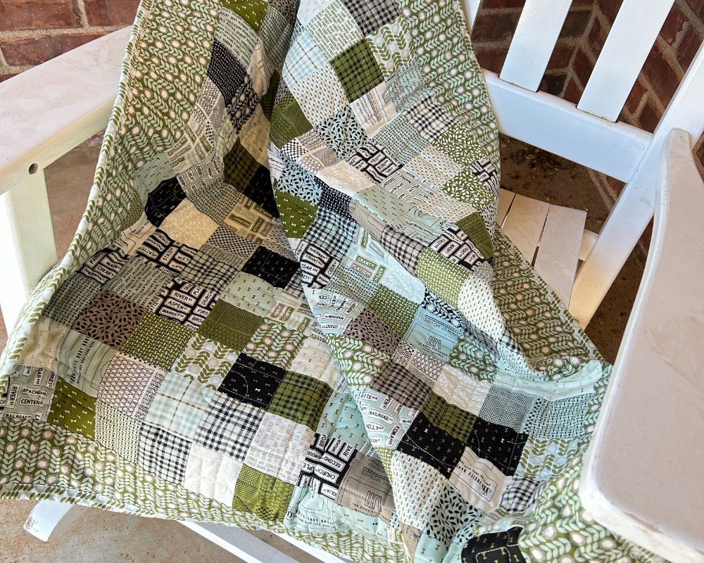 Mint And Brown Handmade Baby Quilt