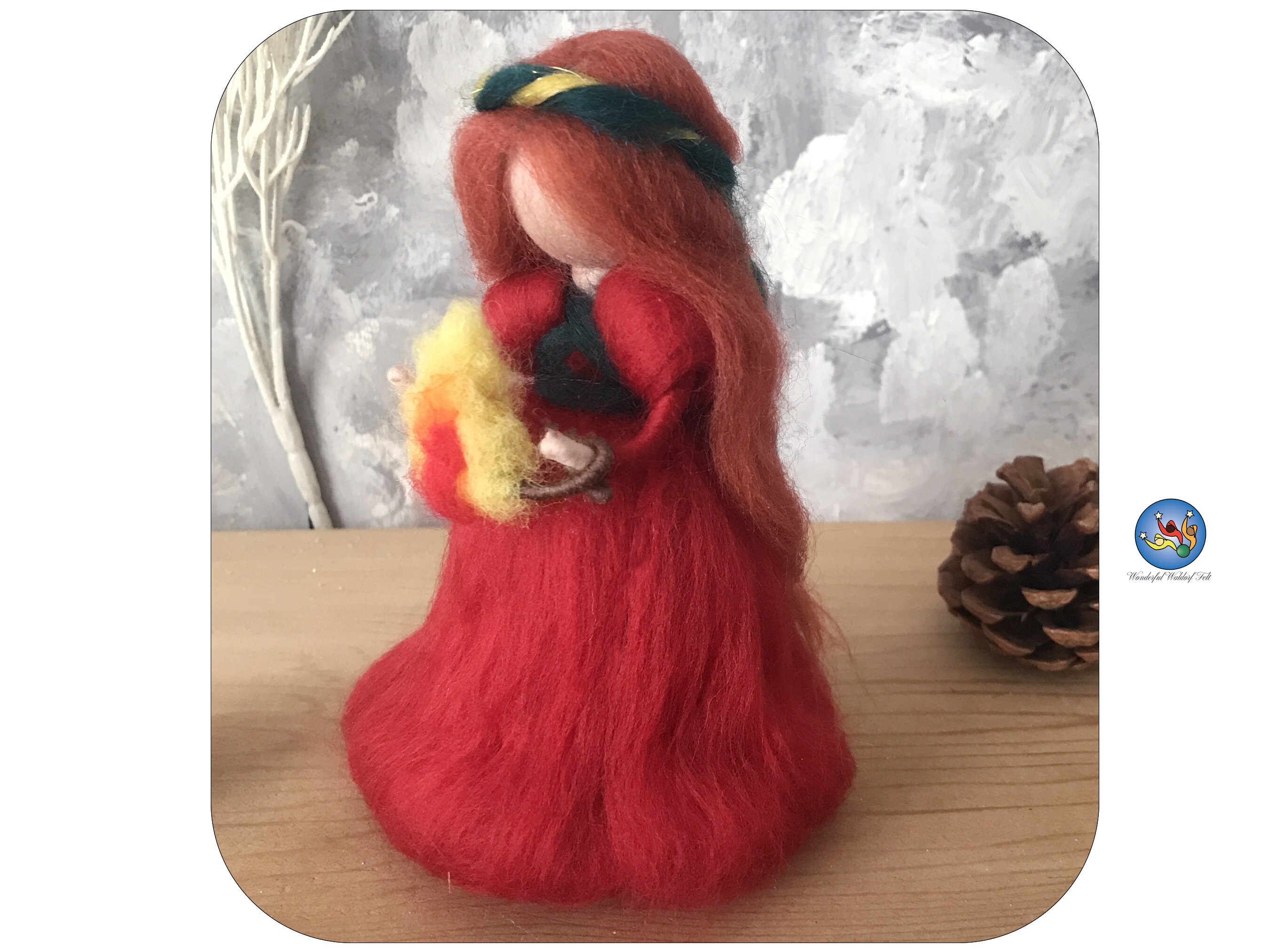 Brigid goddess needle felted figurine art doll Imbolc decoration