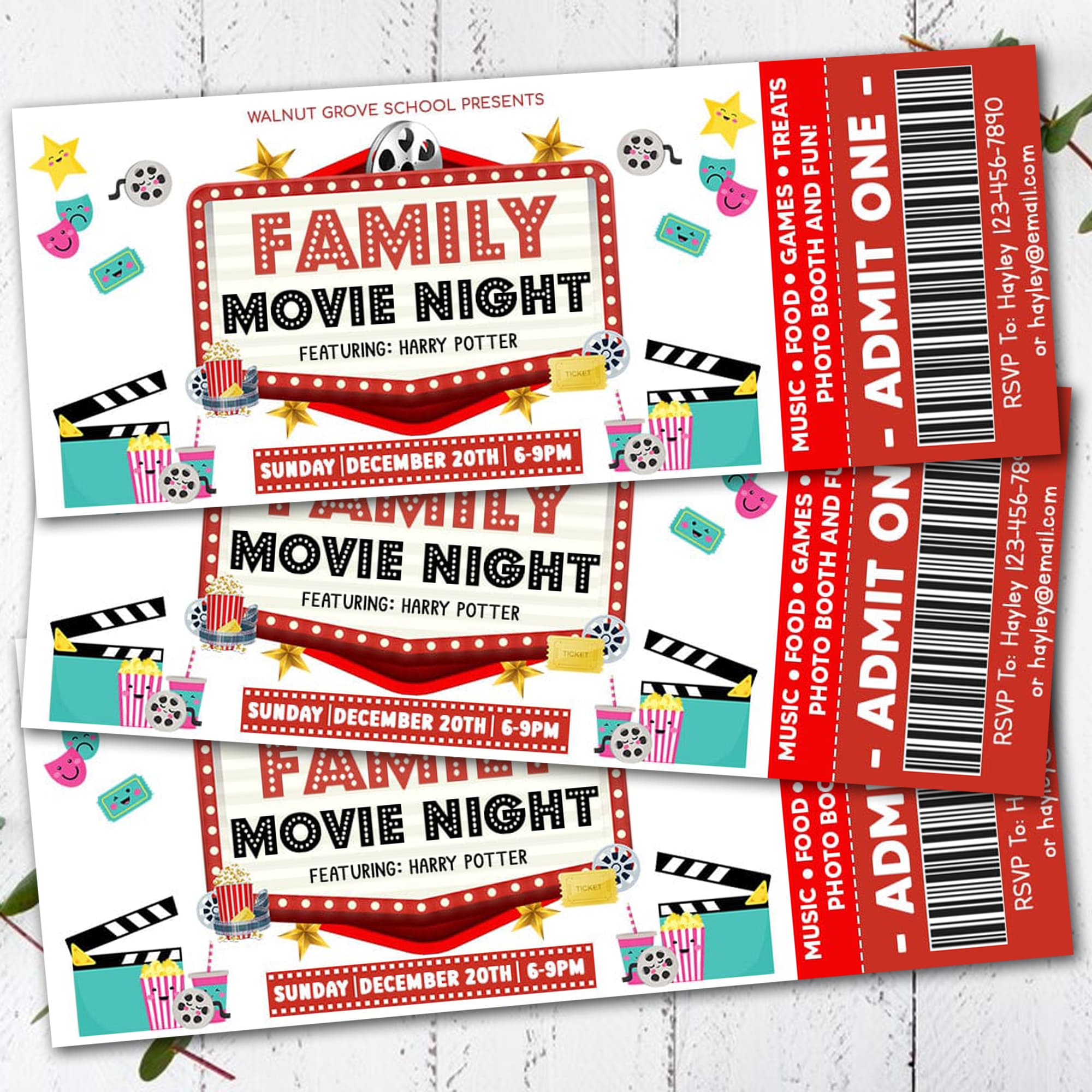 editable-family-movie-night-ticket-and-flyer-bundle-template