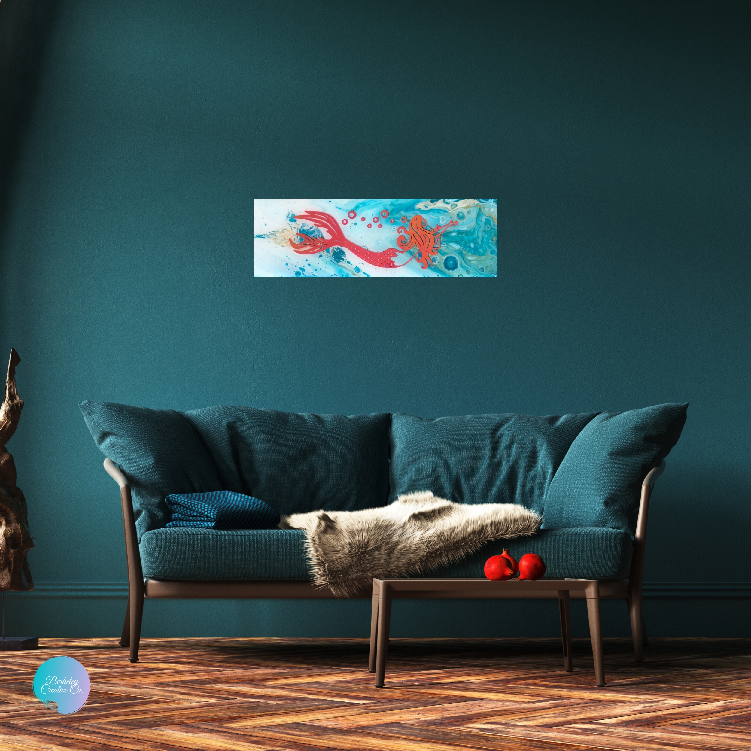 Art & Collectibles Painting Turquoise Blue Mermaid