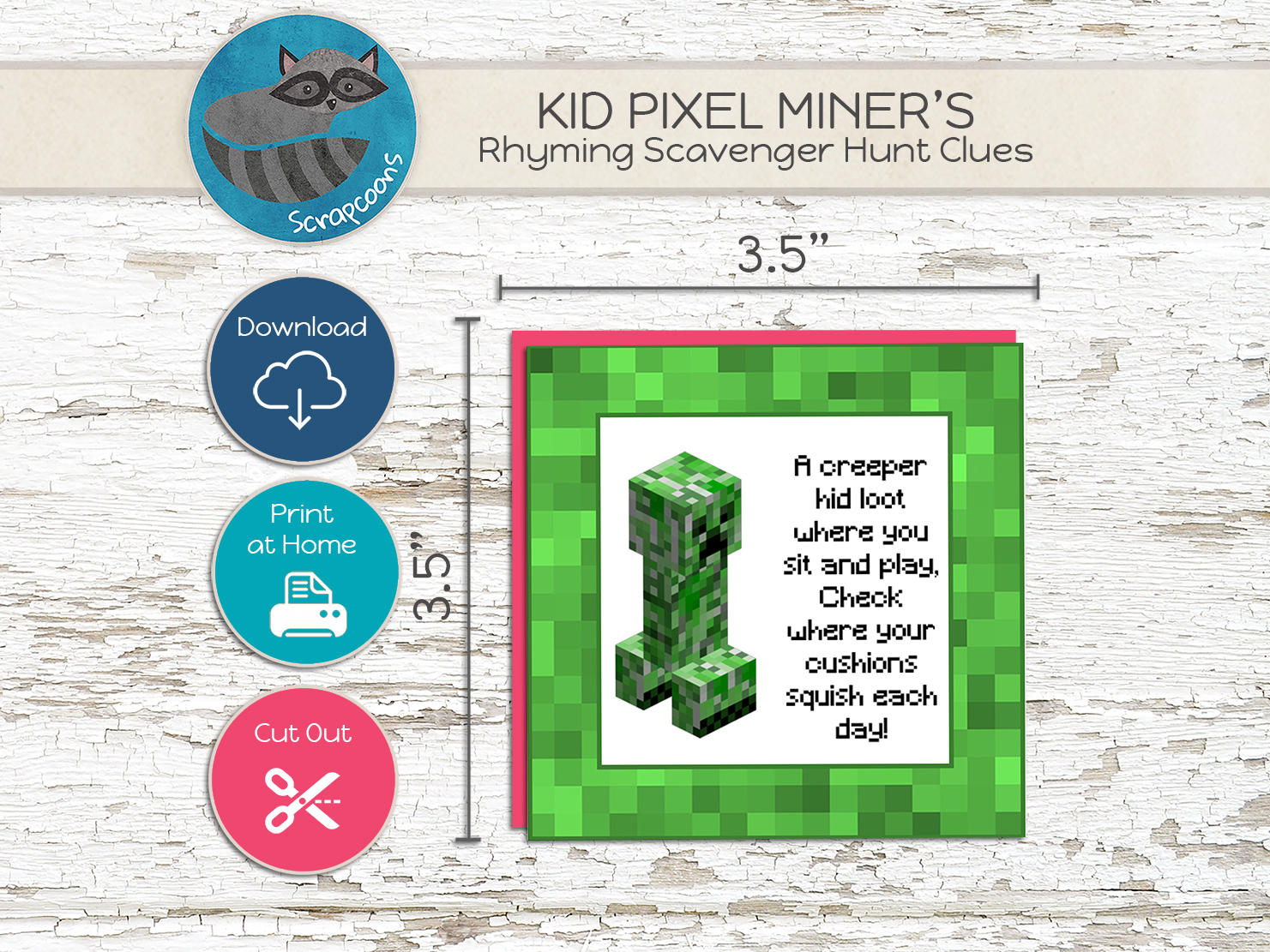pixel miner scavenger hunt printable | 30 indoor & outdoor clues