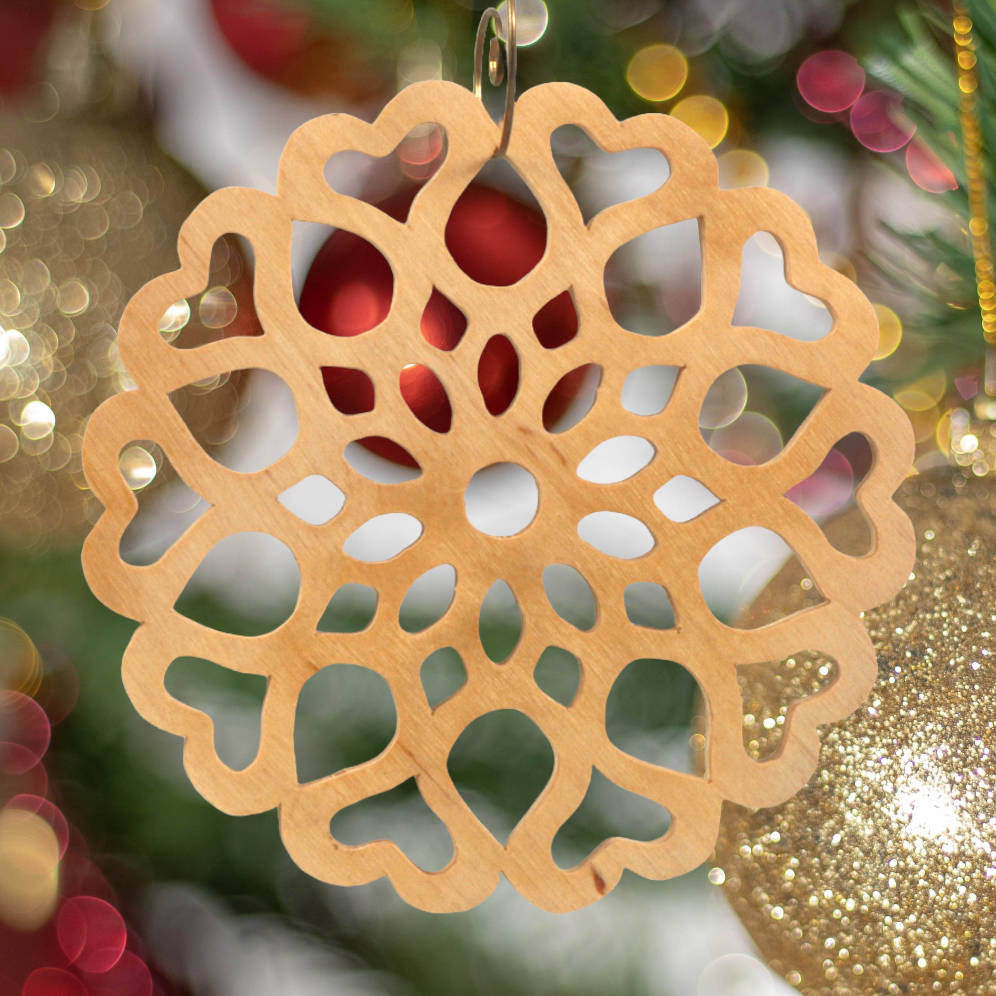Handcrafted Wooden Victorian Style Fretwork Christmas Tree Ornament Made In USA