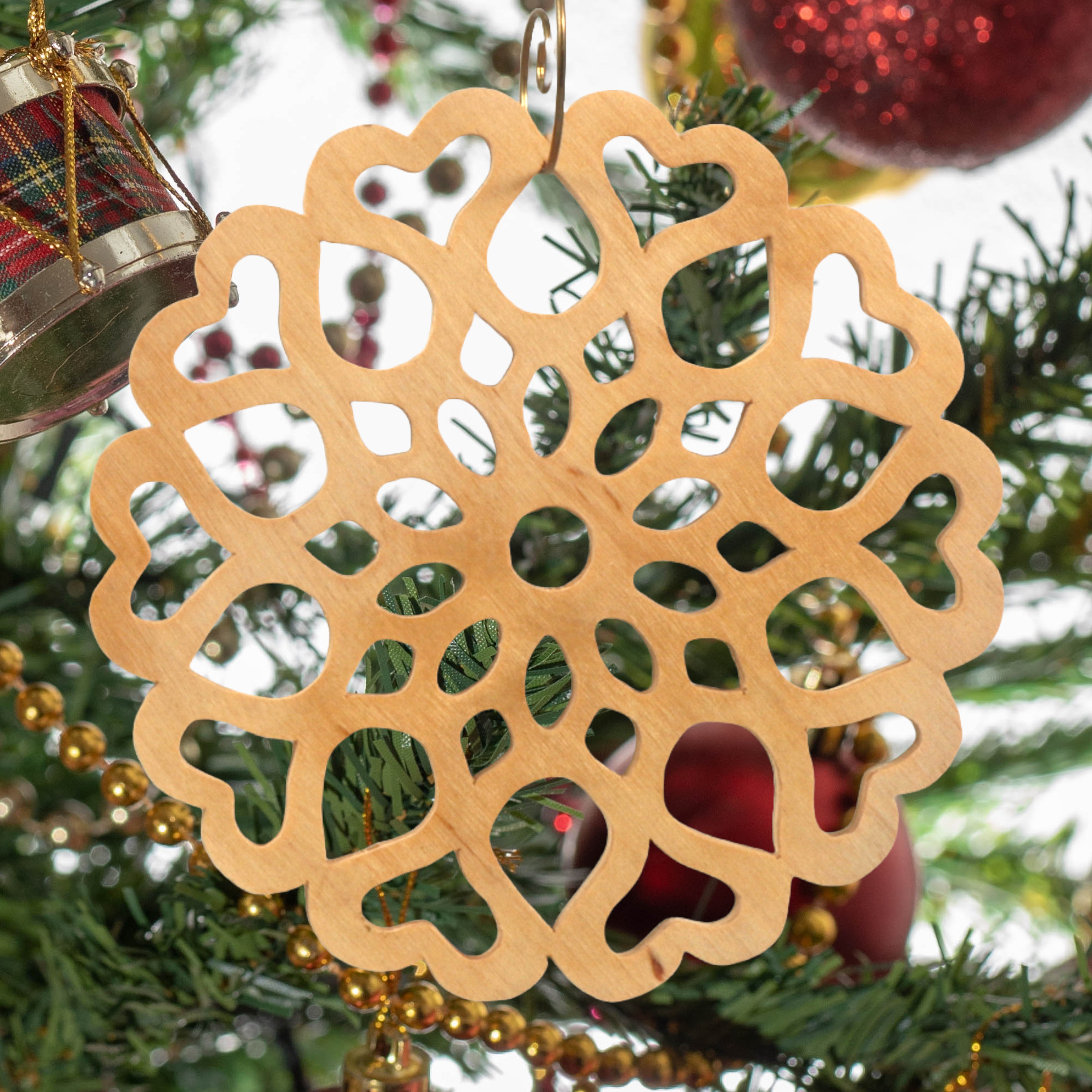 Handcrafted Wooden Victorian Style Fretwork Christmas Tree Ornament Made In USA