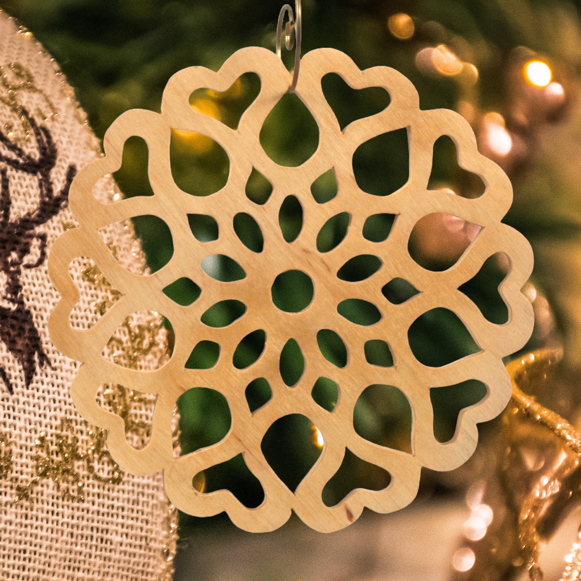 Handcrafted Wooden Victorian Style Fretwork Christmas Tree Ornament Made In USA